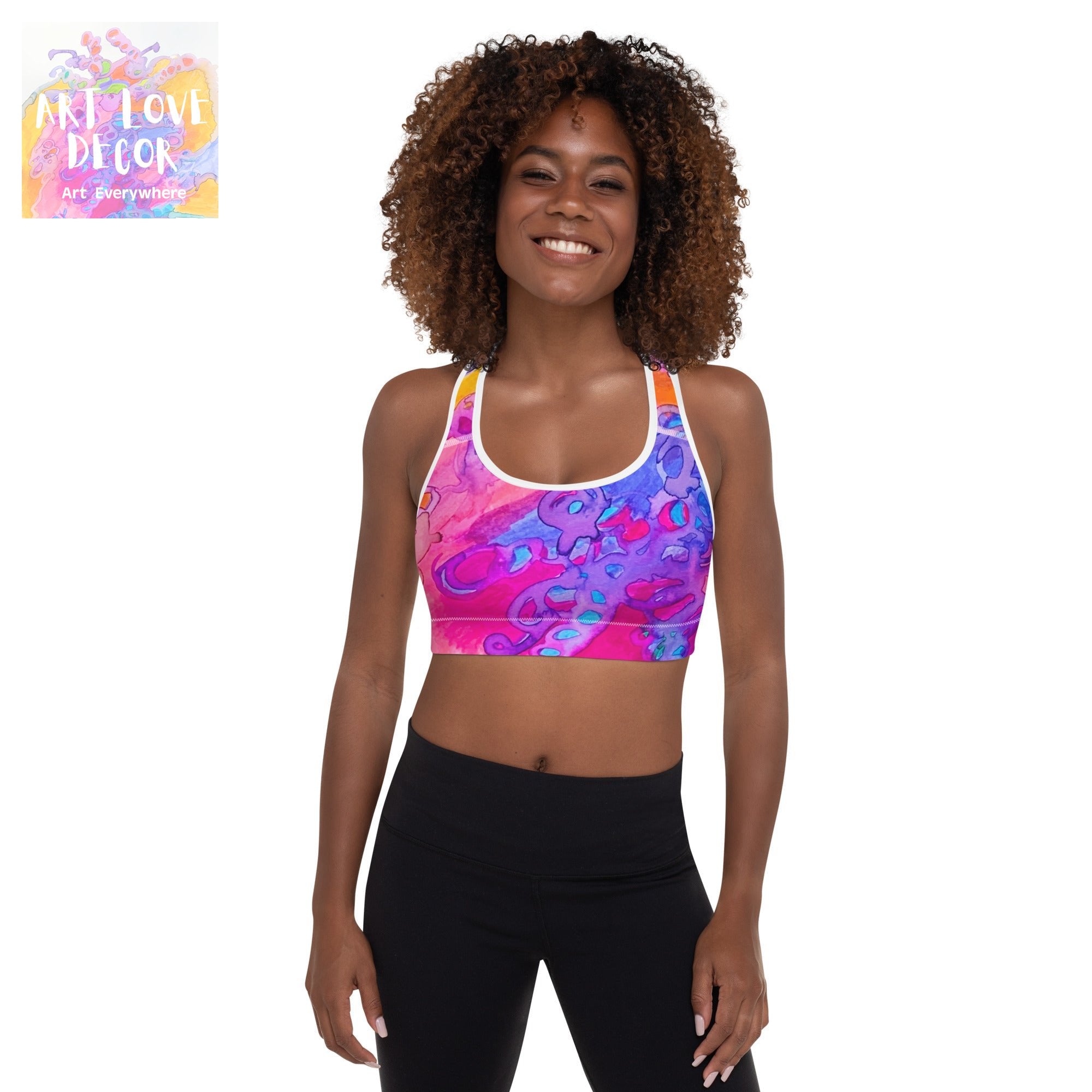 Carried Away Abstract Padded Sports Bra - Art Love Decor