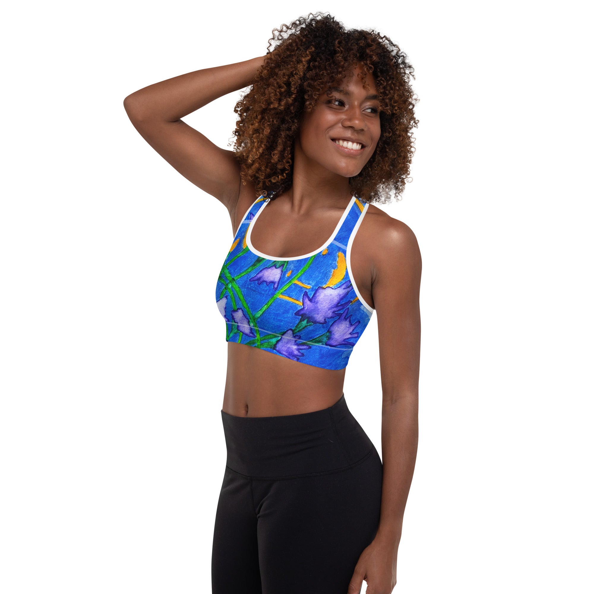 Sunbeam Abstract Padded Sports Bra - Art Love Decor
