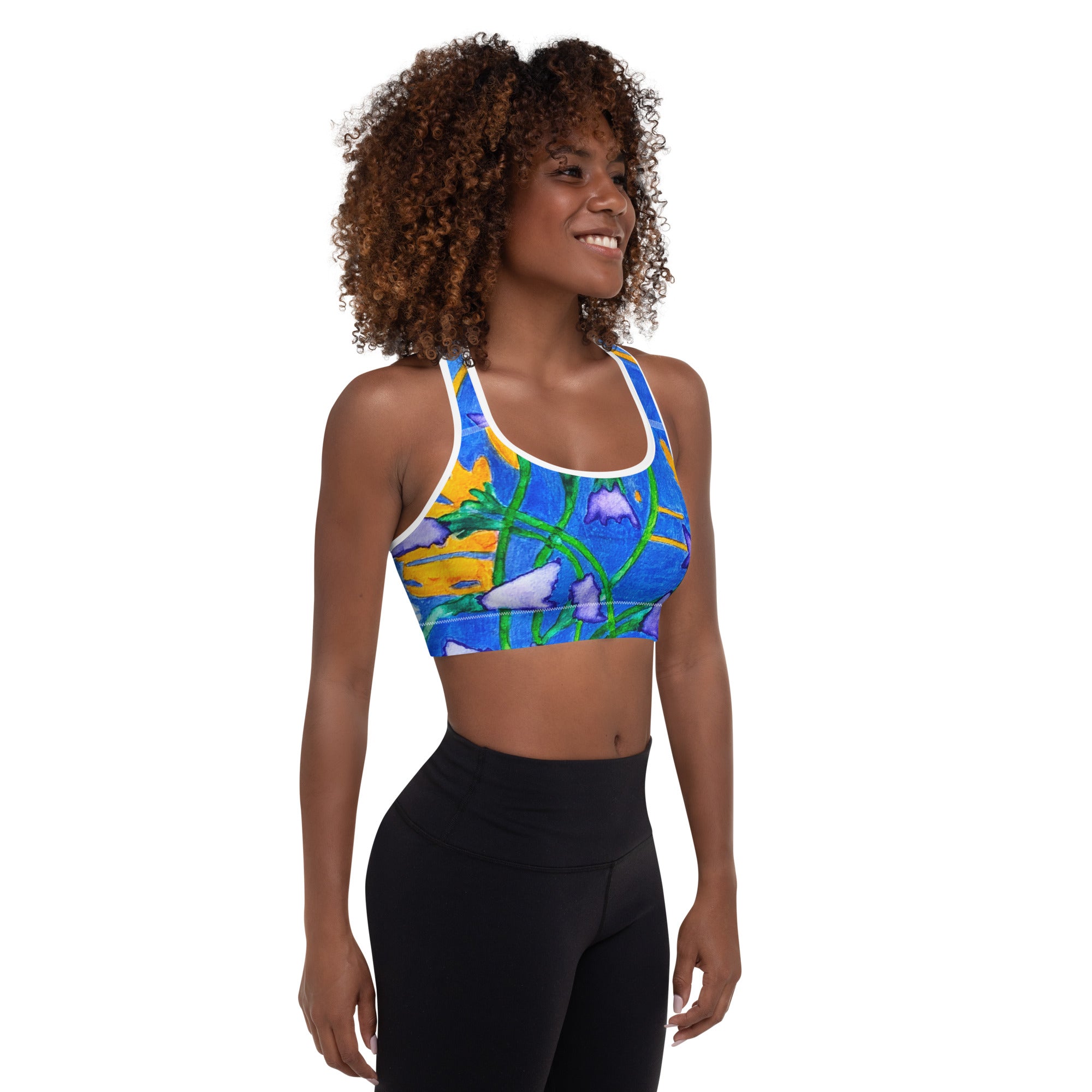 Sunbeam Abstract Padded Sports Bra - Art Love Decor