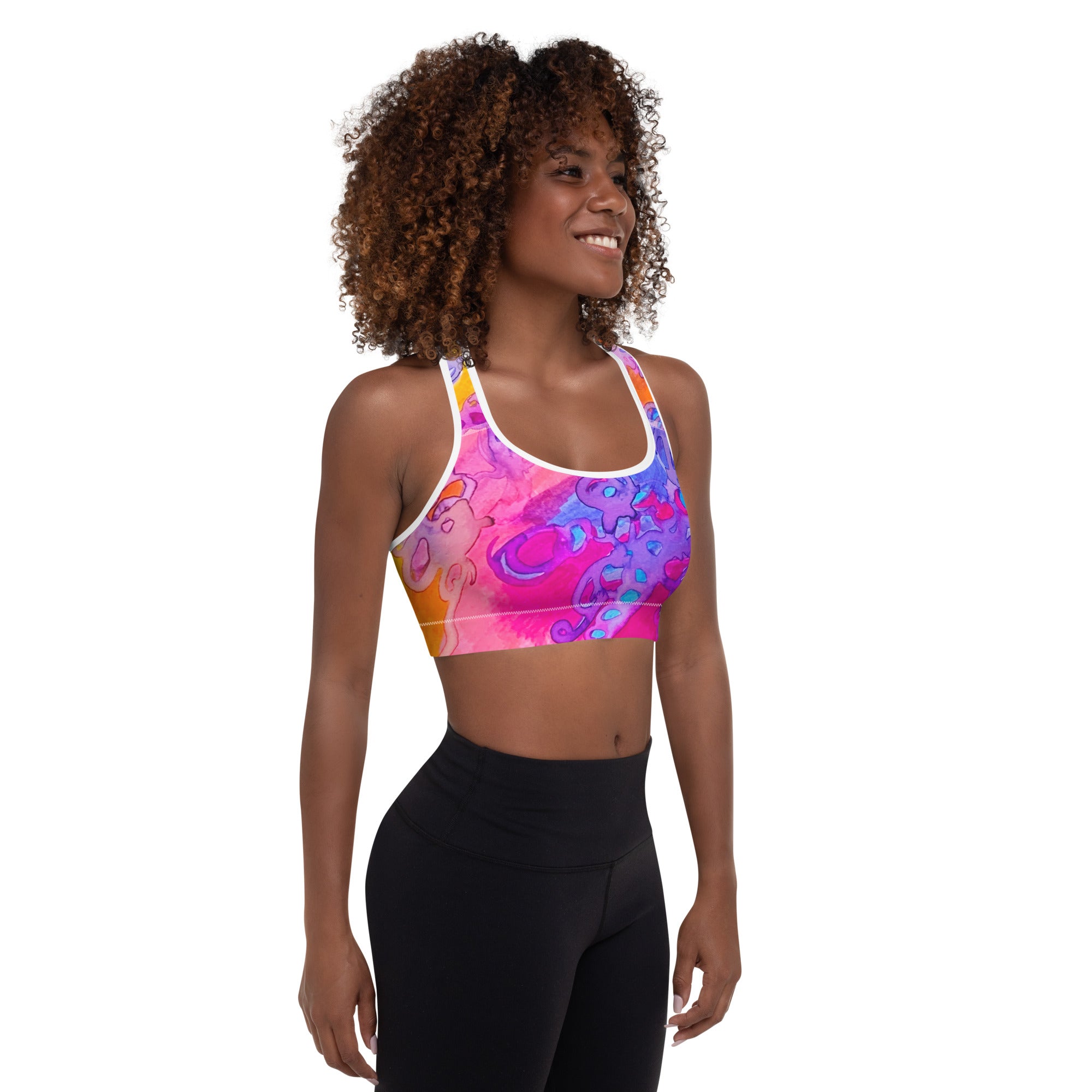 Carried Away Abstract Padded Sports Bra - Art Love Decor