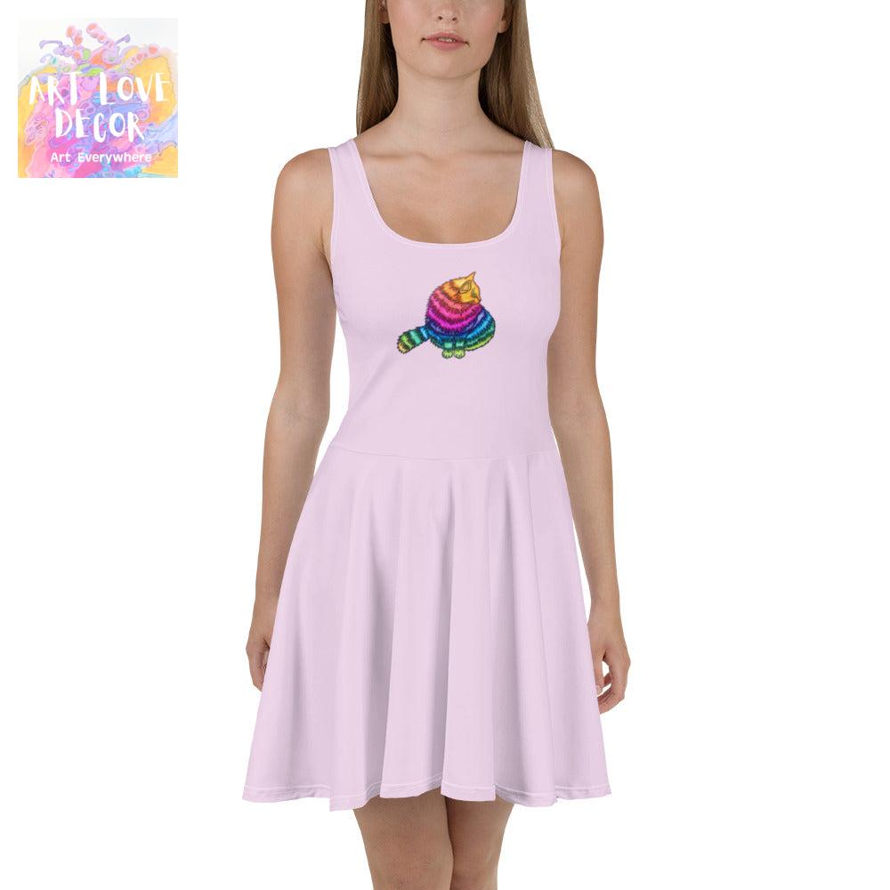 Rainbow Cat Skater Women's Dress - Art Love Decor