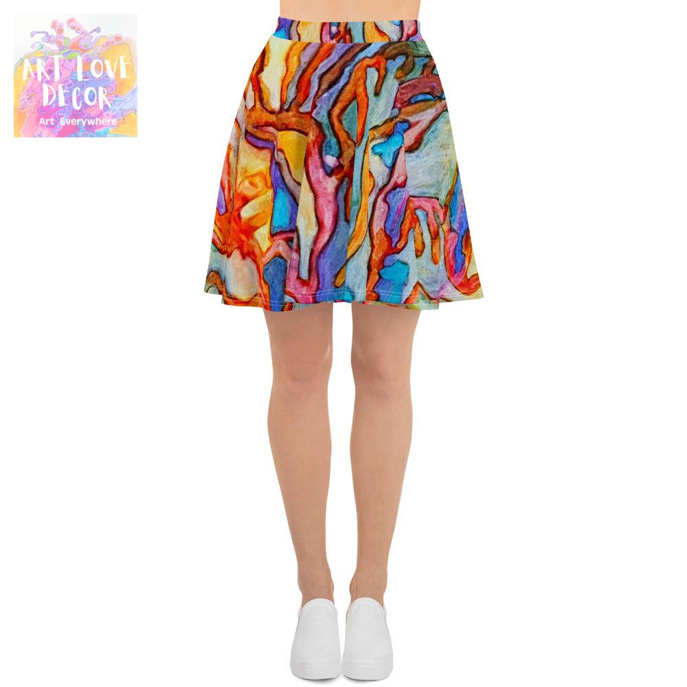 Coral Reef Abstract Skater Skirt - Art Love Decor