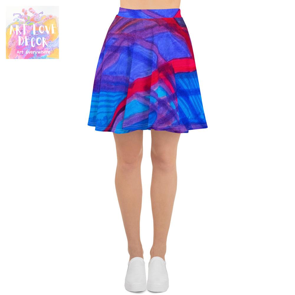Hanging Around Abstract Skater Skirt