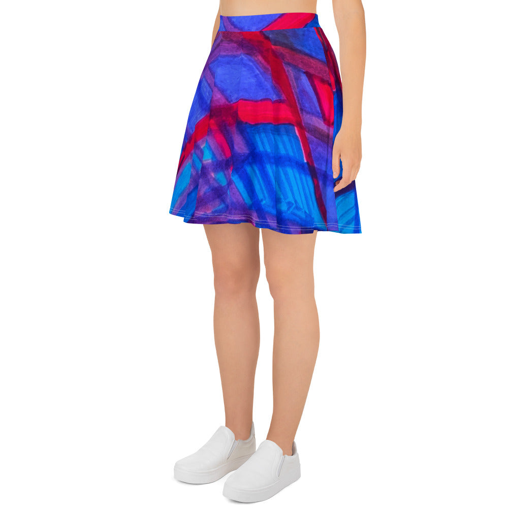 Hanging Around Abstract Skater Skirt