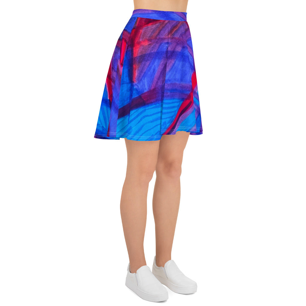 Hanging Around Abstract Skater Skirt