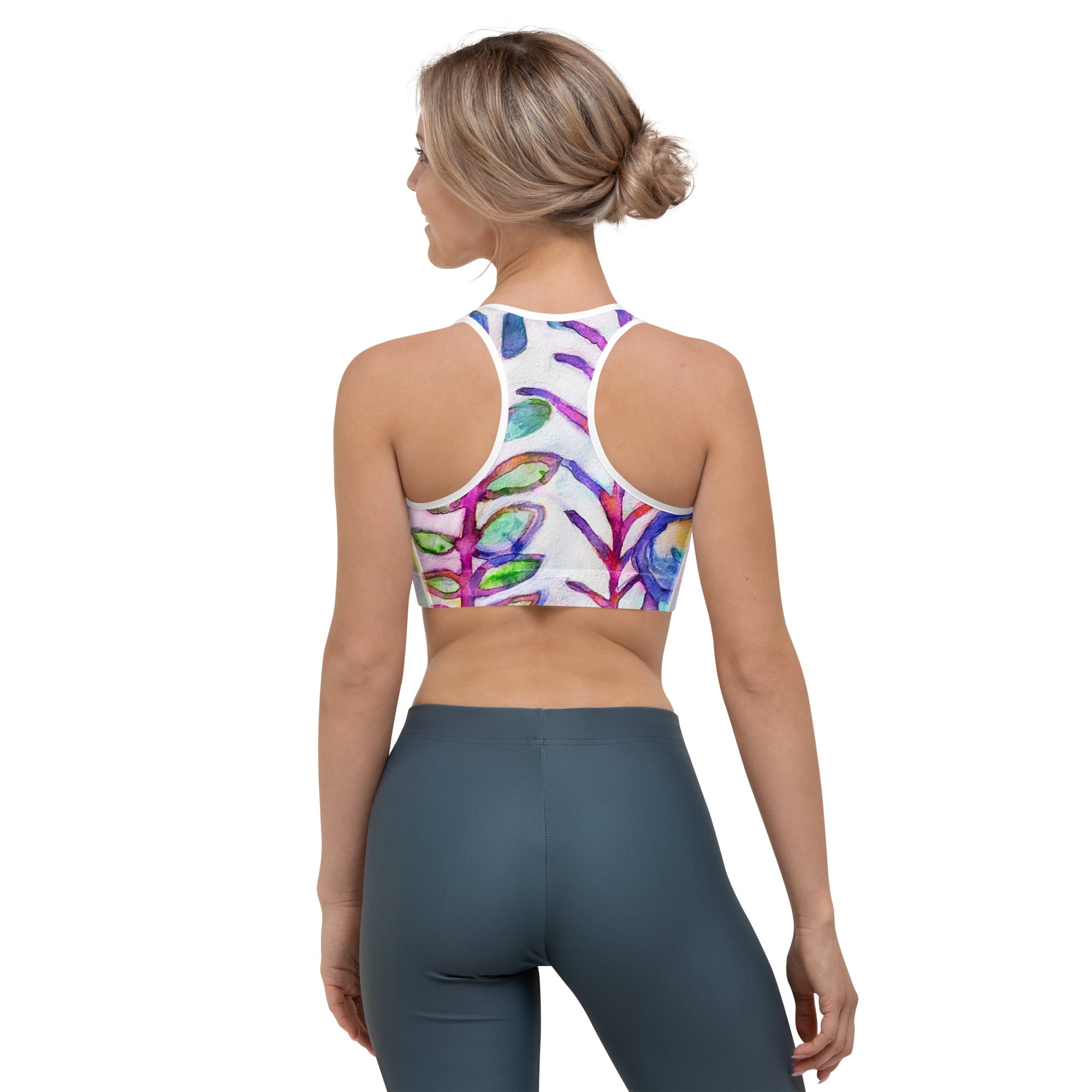 Long Stems Abstract Sports bra - Art Love Decor