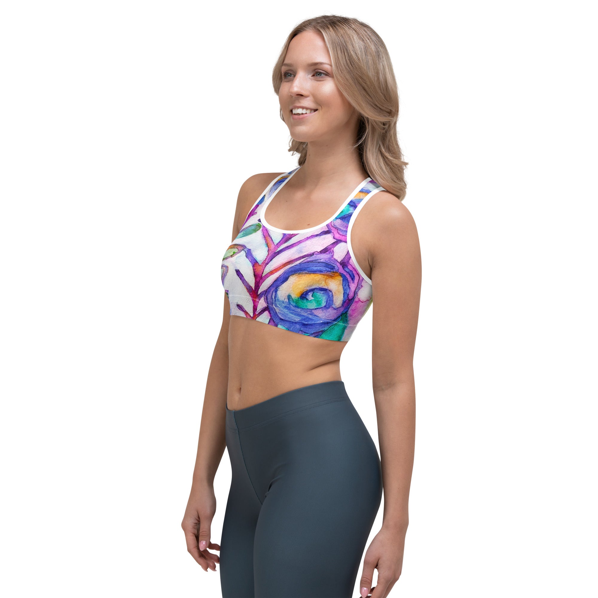 Long Stems Abstract Sports bra - Art Love Decor