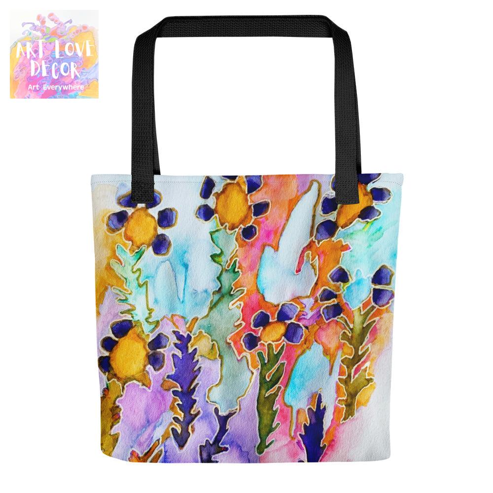 Dark Blooms Abstract Tote Bag - Art Love Decor