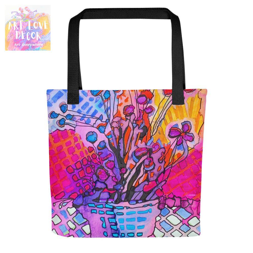 Flower Pot Abstract Tote bag - Art Love Decor
