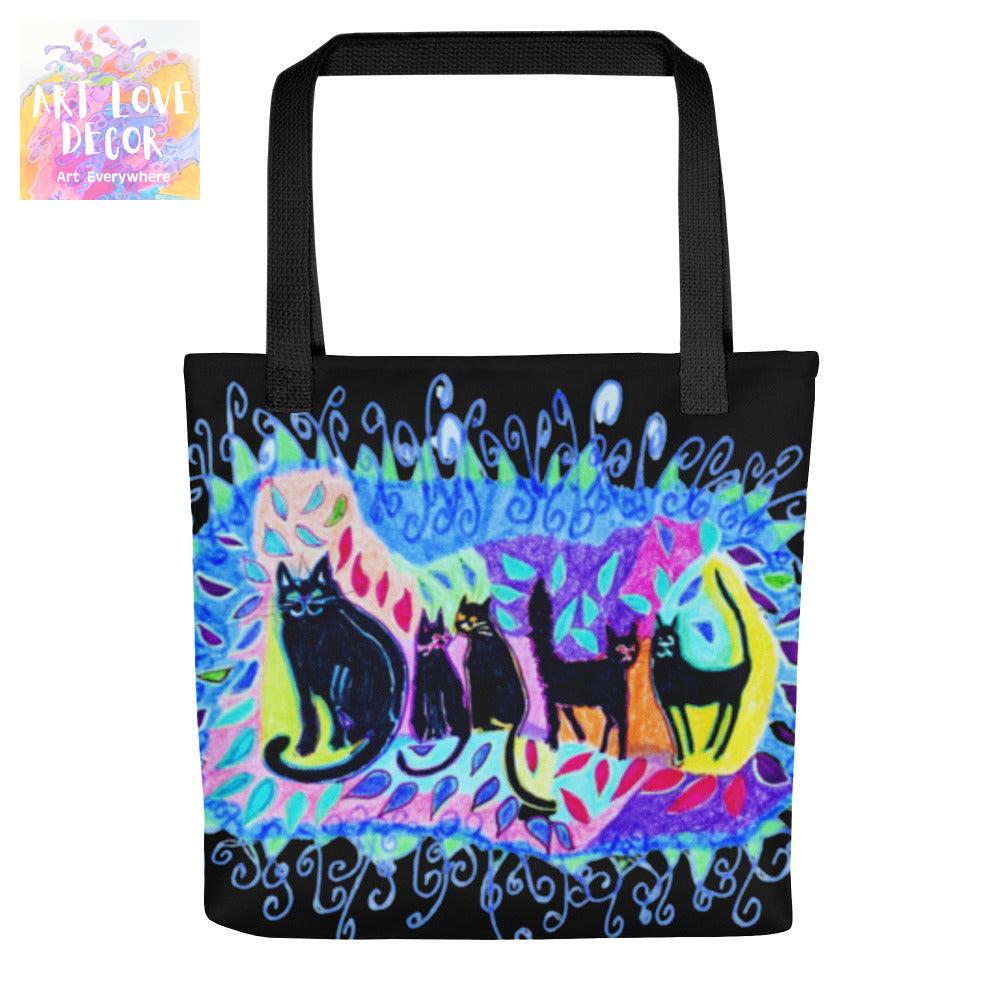 Five Black Cats Tote bag