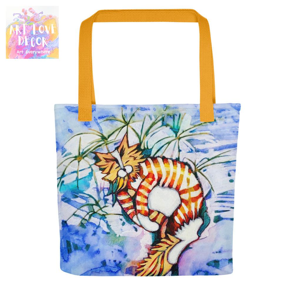 Sleepy Orange Tabby Tote Bag