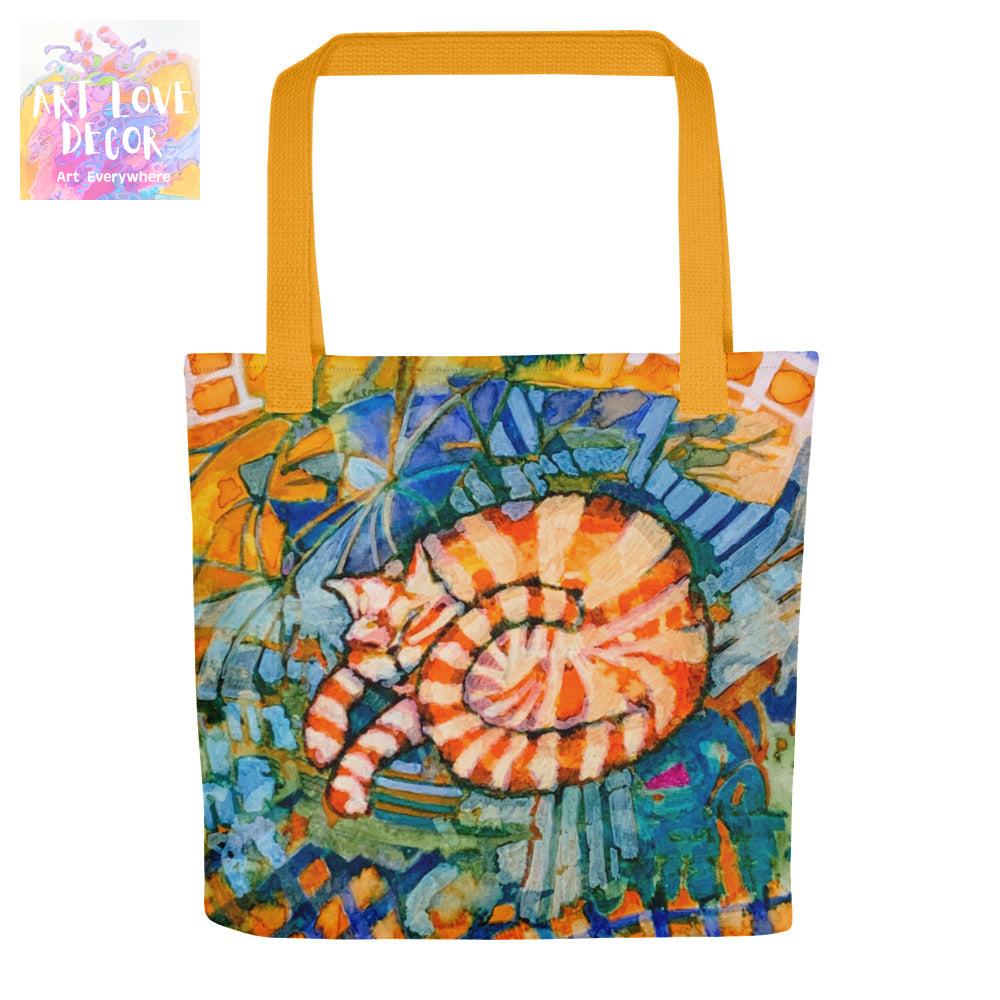 Sleeping Ginger Cat Tote Bag