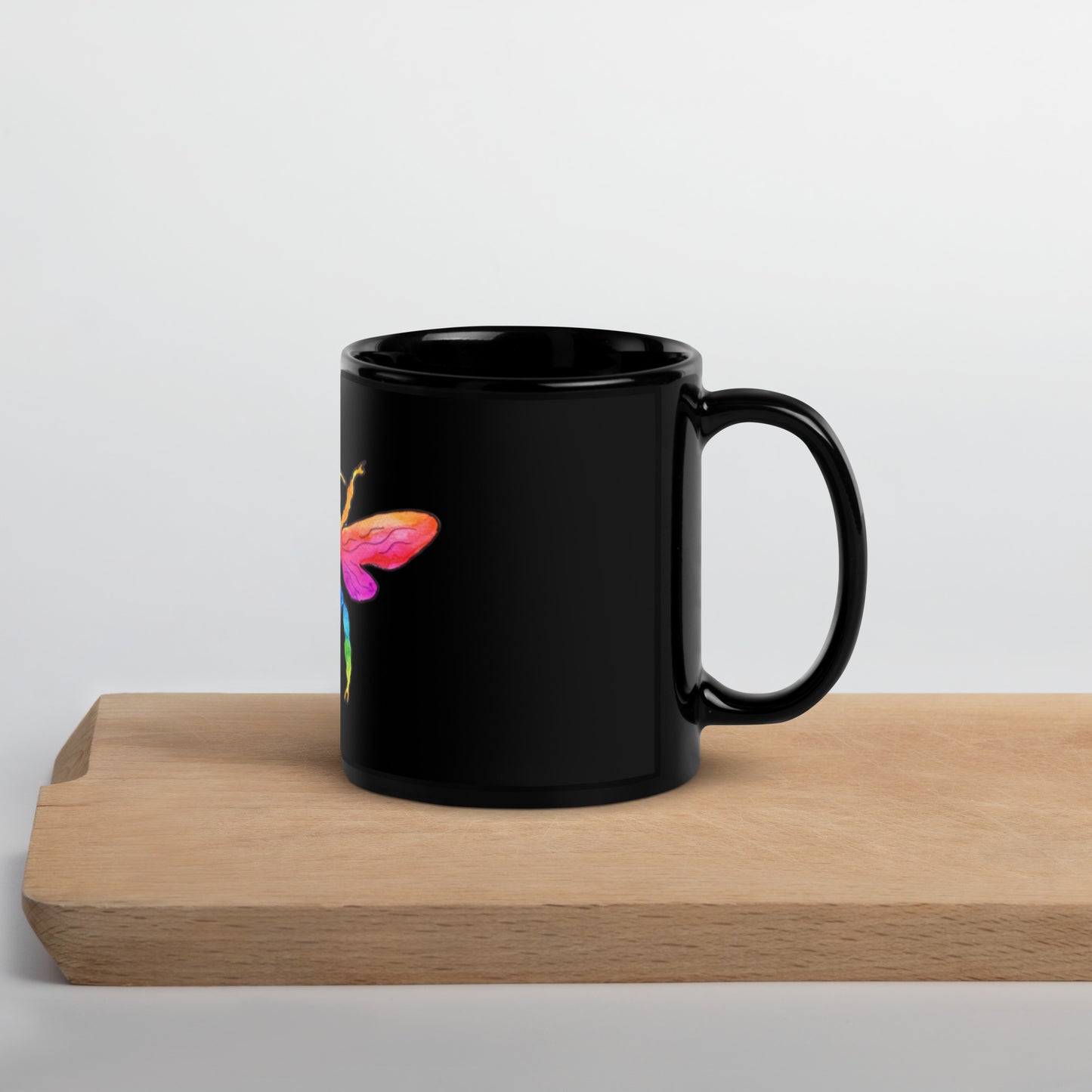 Rainbow Bee Black Glossy Mug