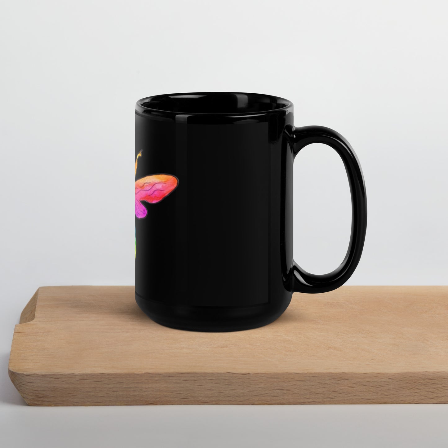 Rainbow Bee Black Glossy Mug
