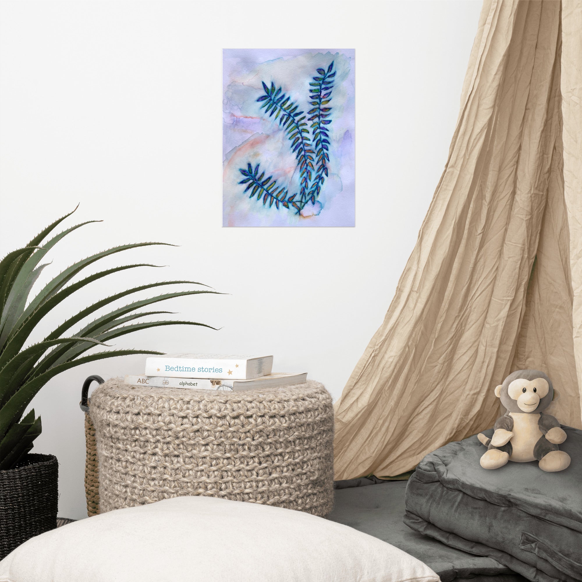 Quiet Blue Leaves Poster Unframed - Art Love Decor