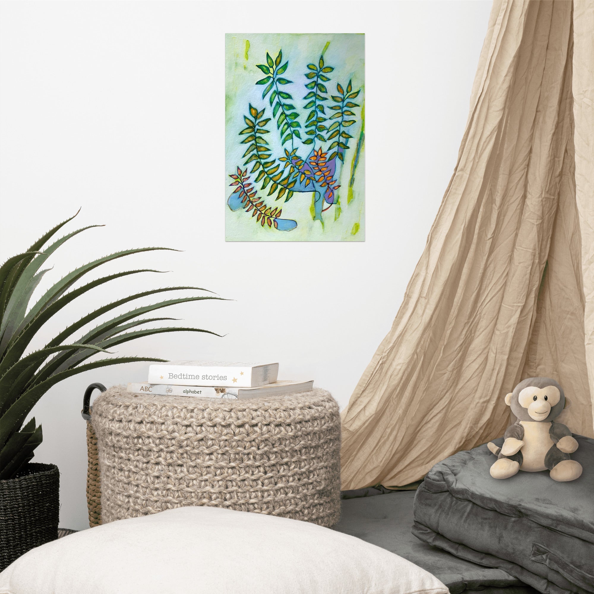 Calm Green Leaves Poster Unframed - Art Love Decor