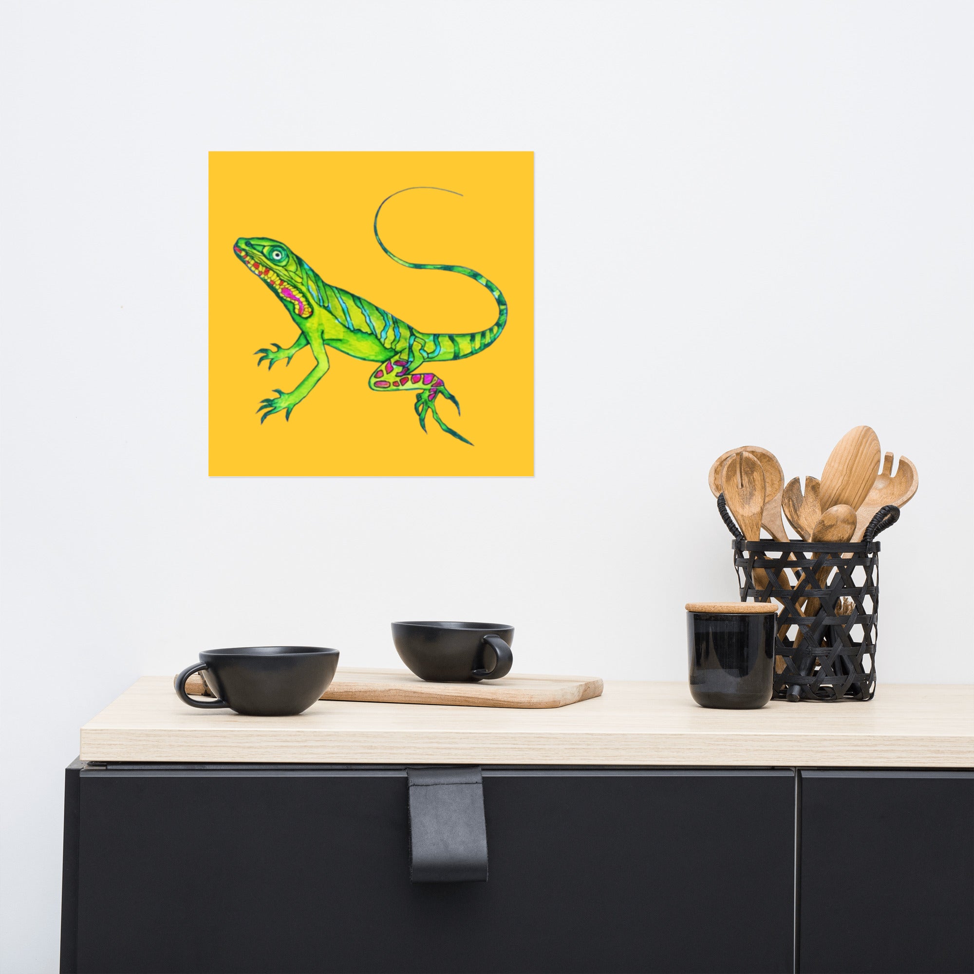 Green Lizard Poster Unframed - Art Love Decor