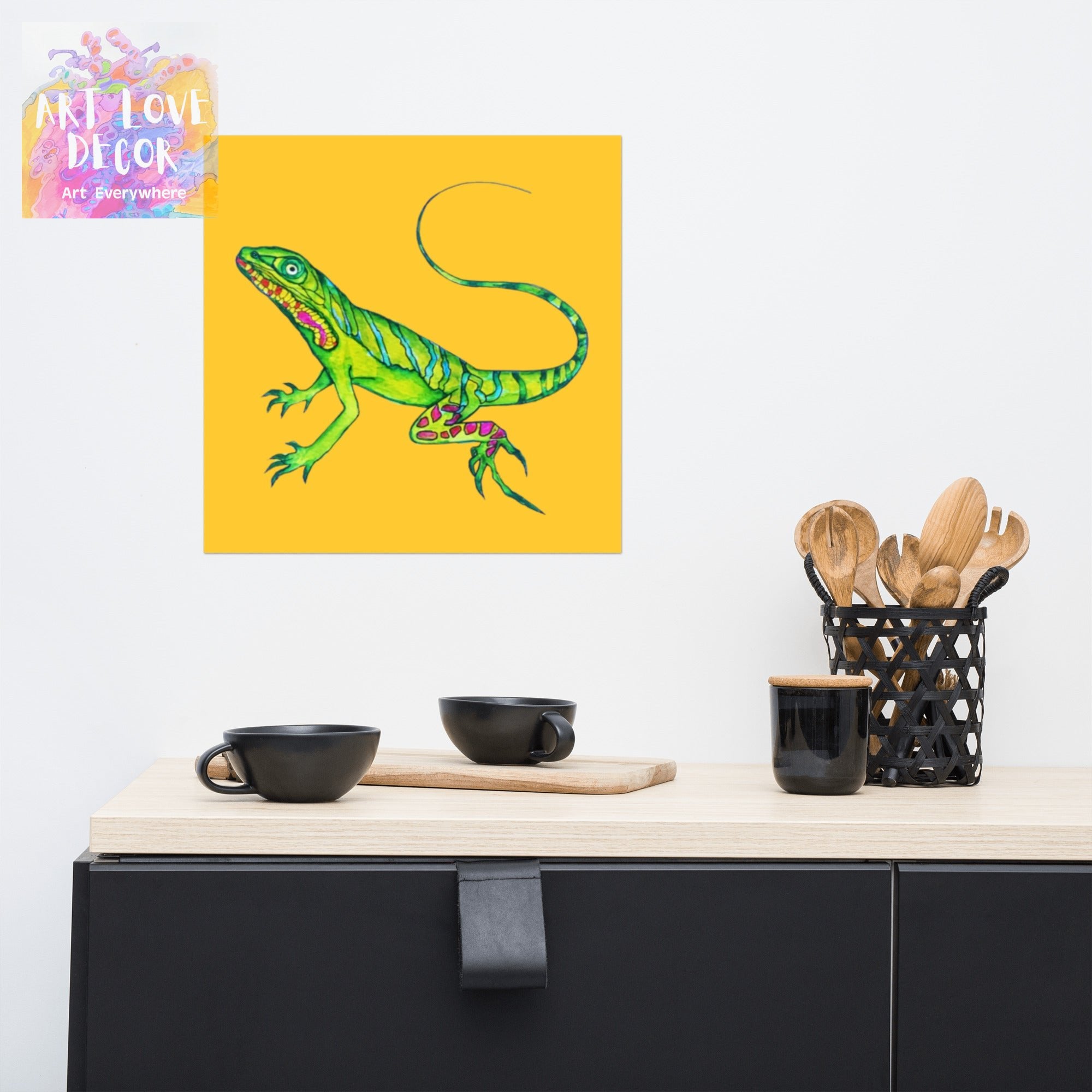 Green Lizard Poster Unframed - Art Love Decor