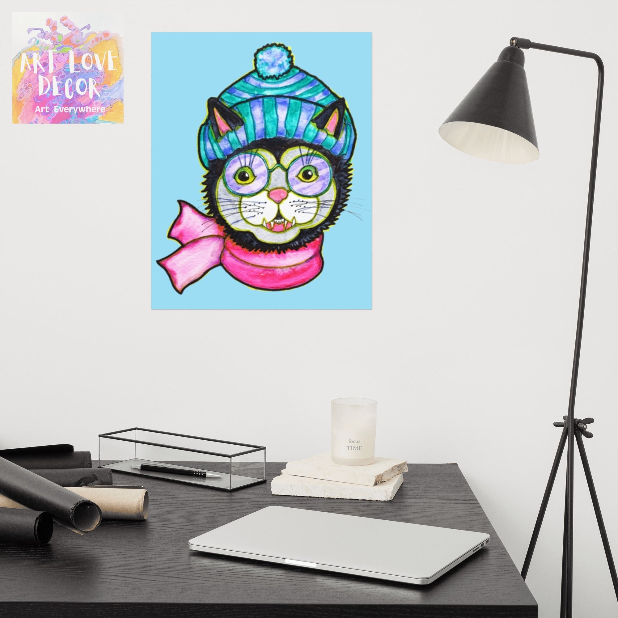 Kitty Cat Beanie Poster Unframed - Art Love Decor