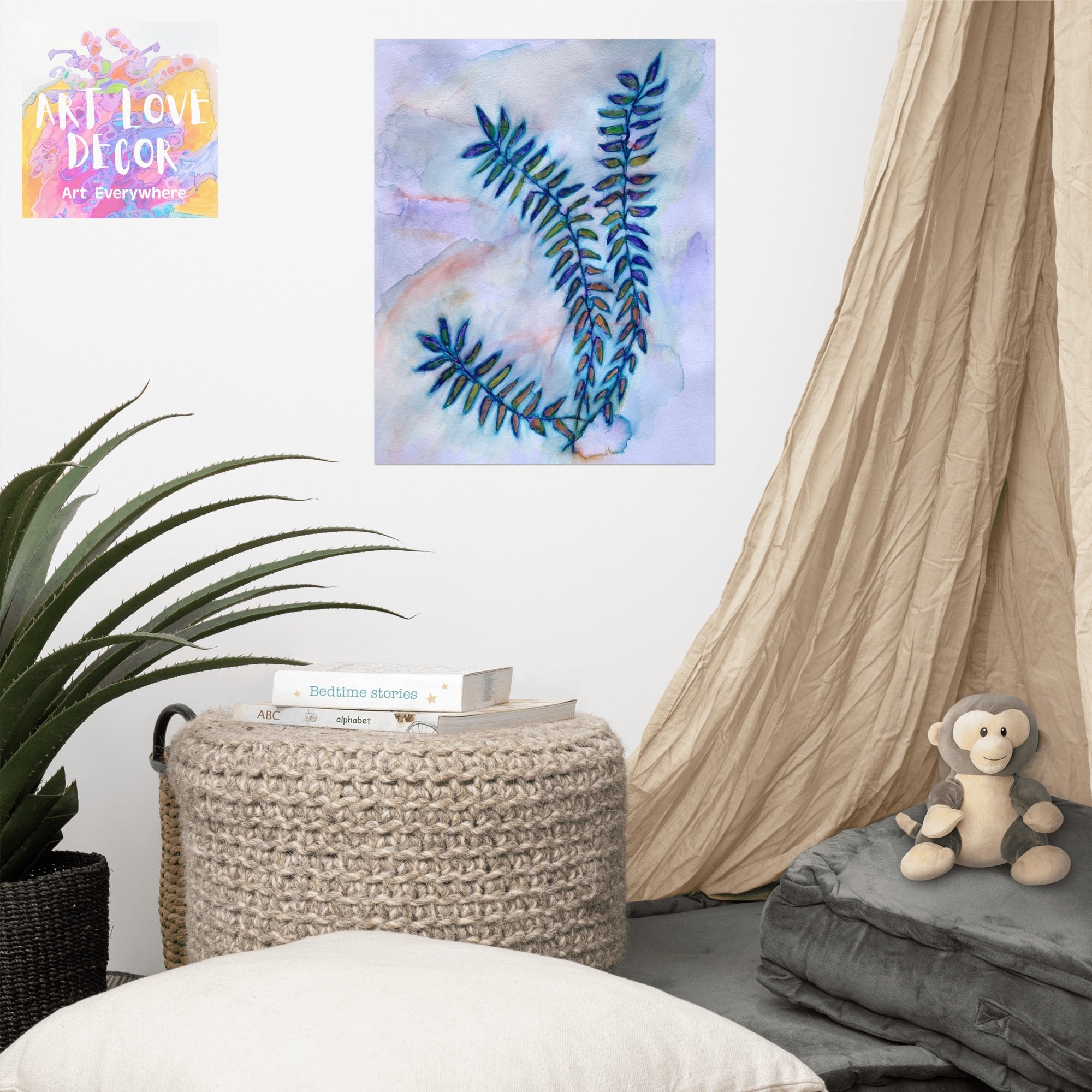 Quiet Blue Leaves Poster Unframed - Art Love Decor