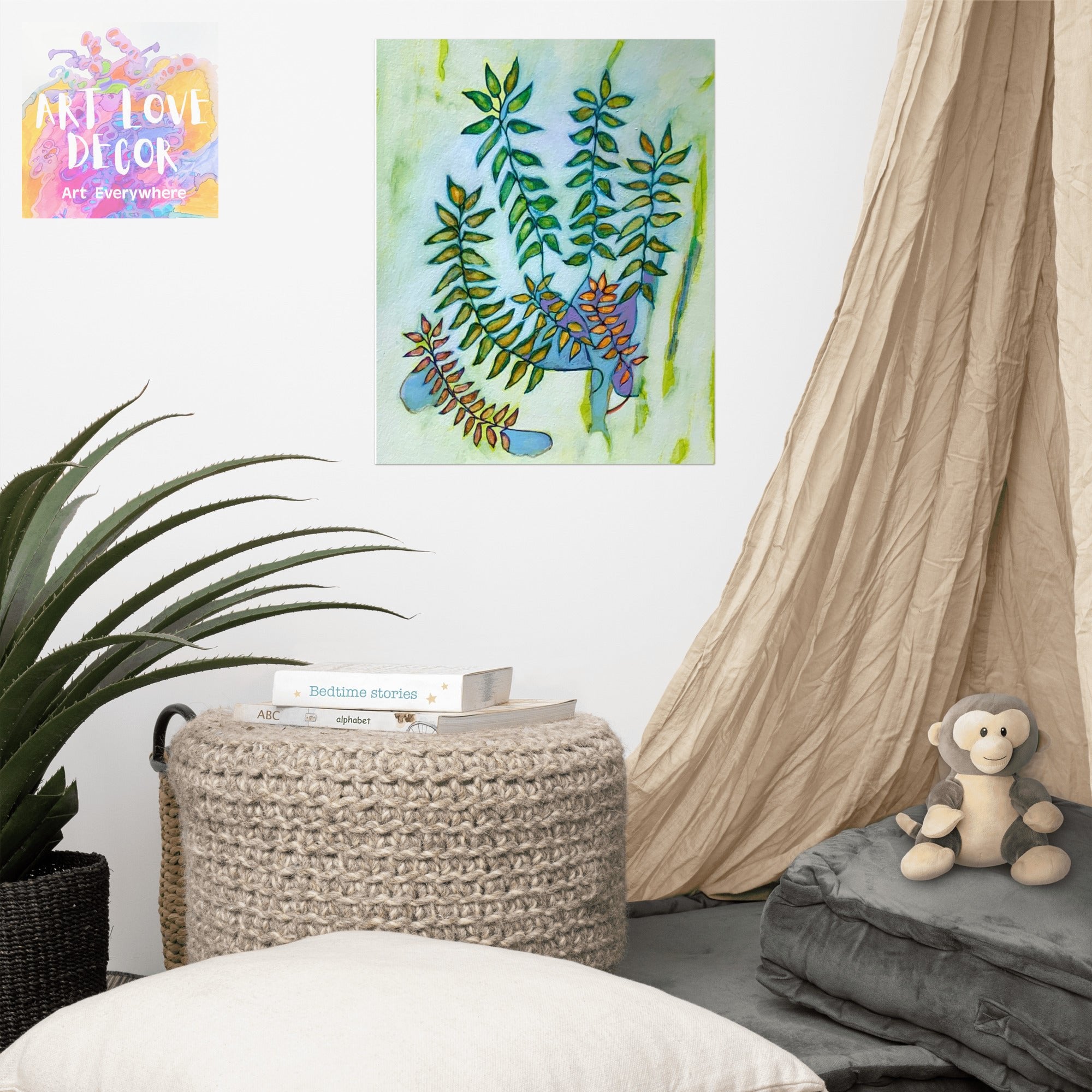 Calm Green Leaves Poster Unframed - Art Love Decor