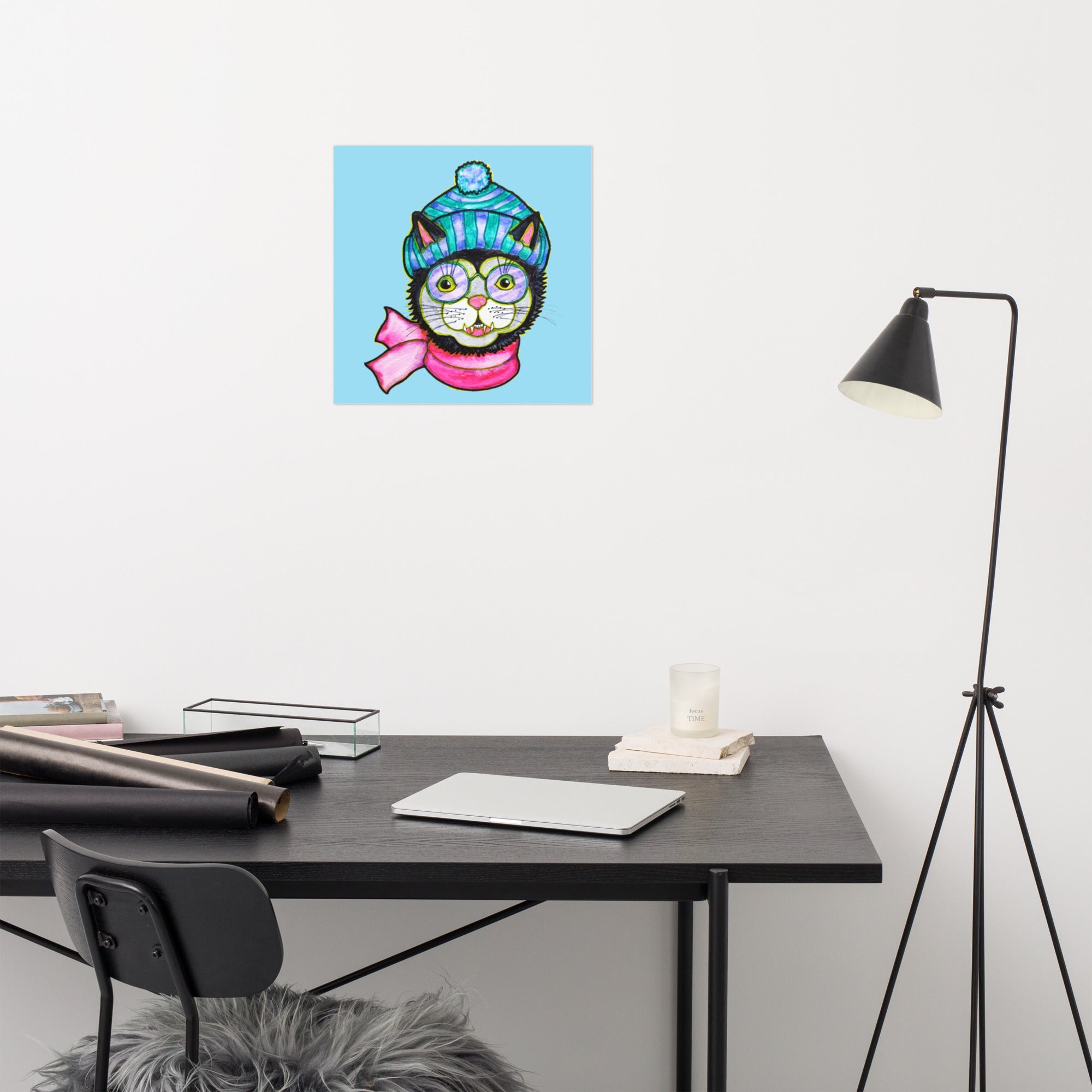 Kitty Cat Beanie Poster Unframed - Art Love Decor