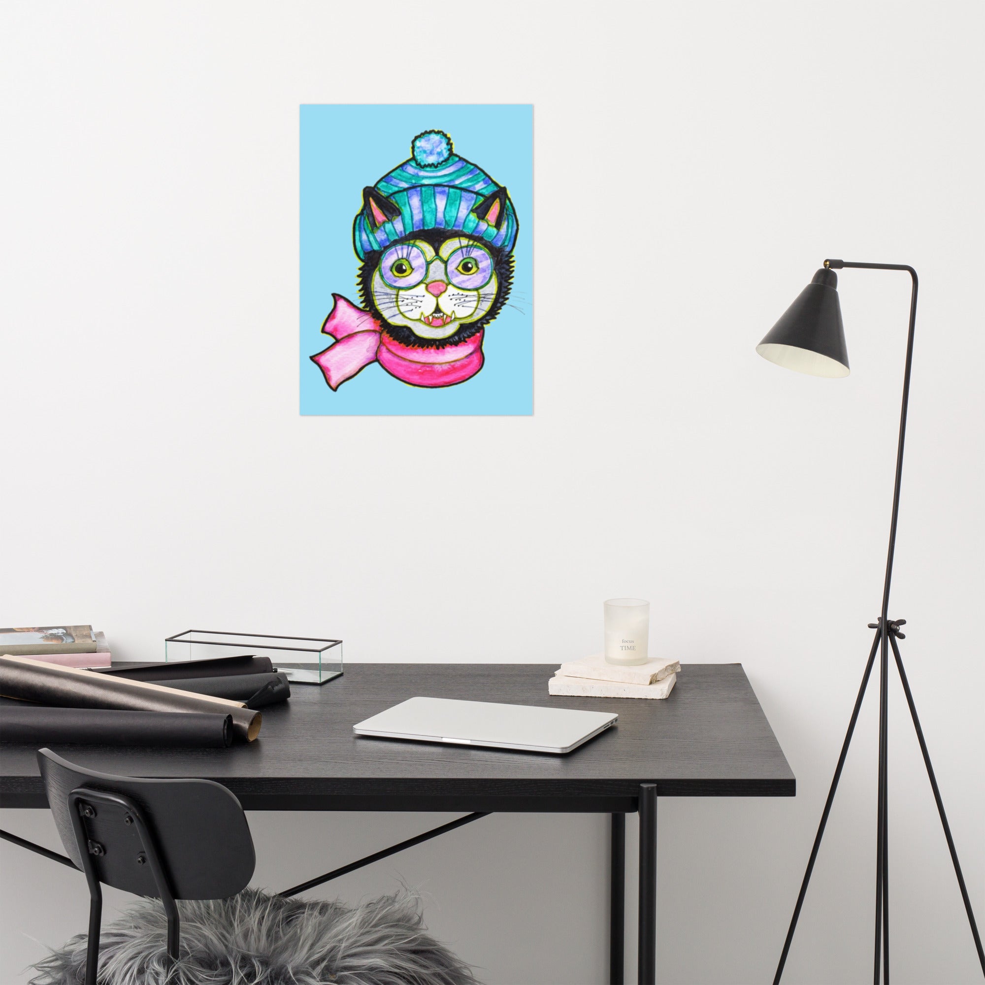 Kitty Cat Beanie Poster Unframed - Art Love Decor