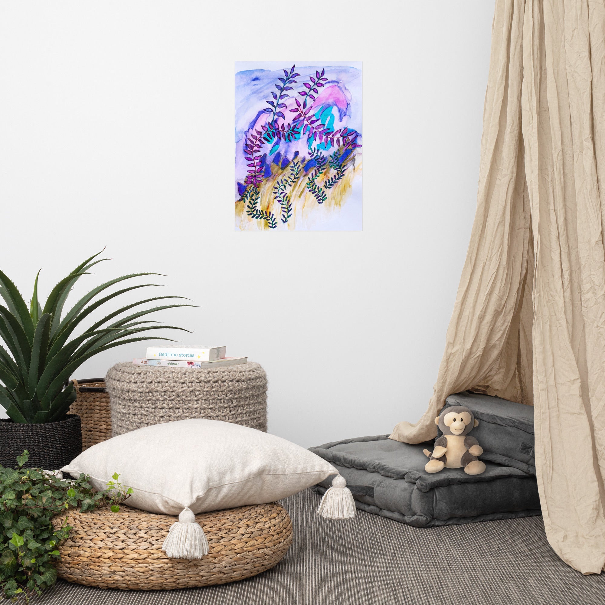 Blue Rock Leaves Poster Unframed - Art Love Decor