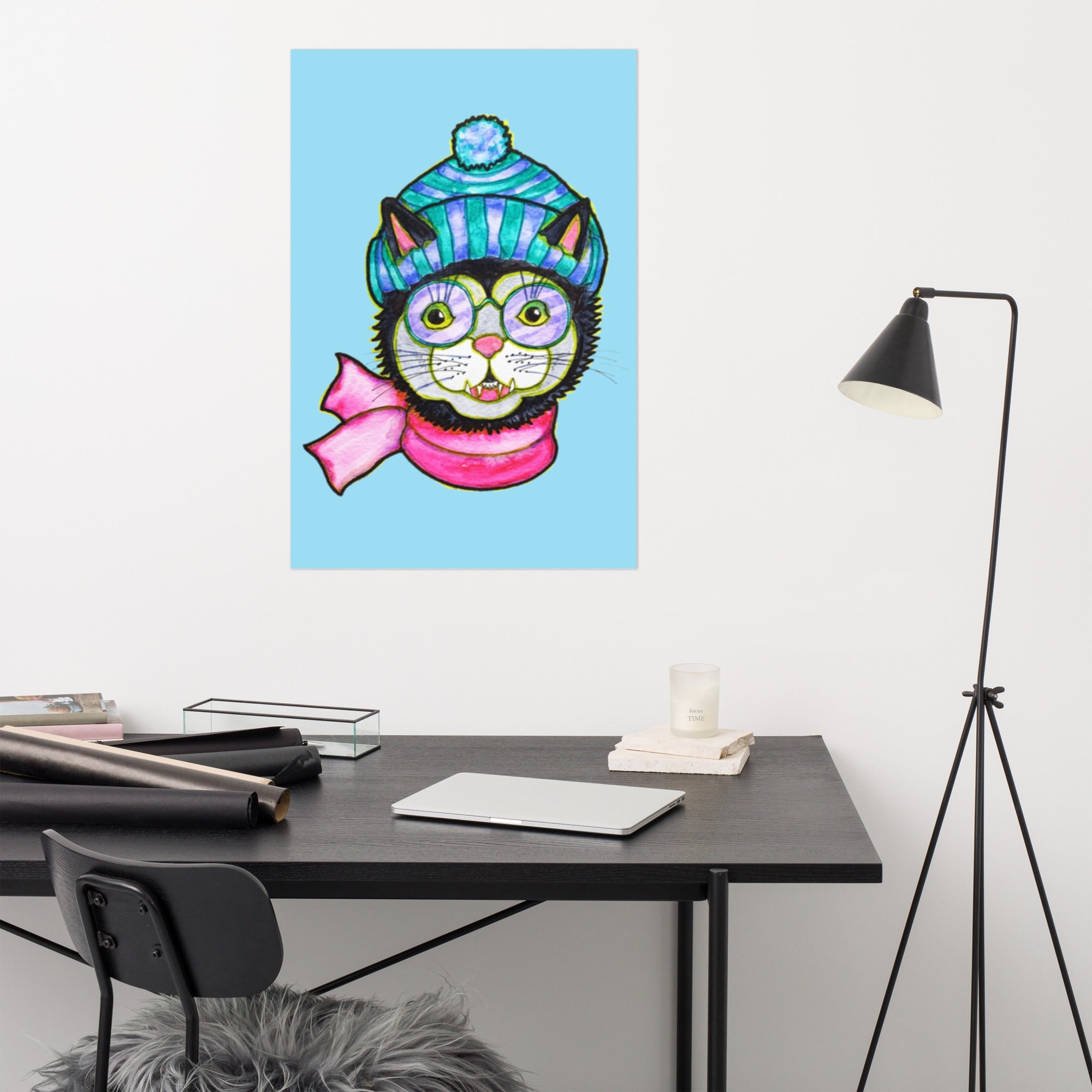 Kitty Cat Beanie Poster Unframed - Art Love Decor