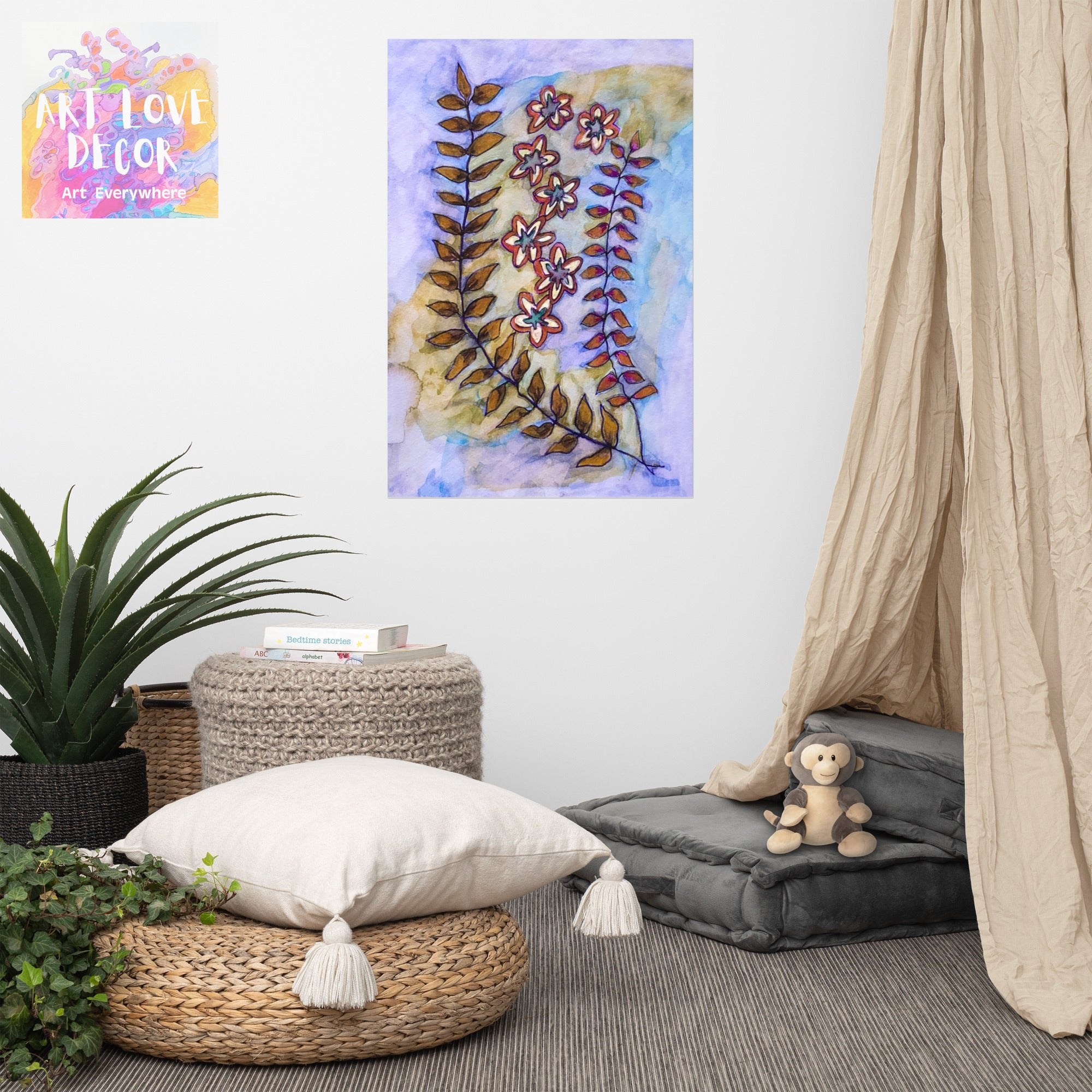 Flower Friend Leaves Poster Unframed - Art Love Decor