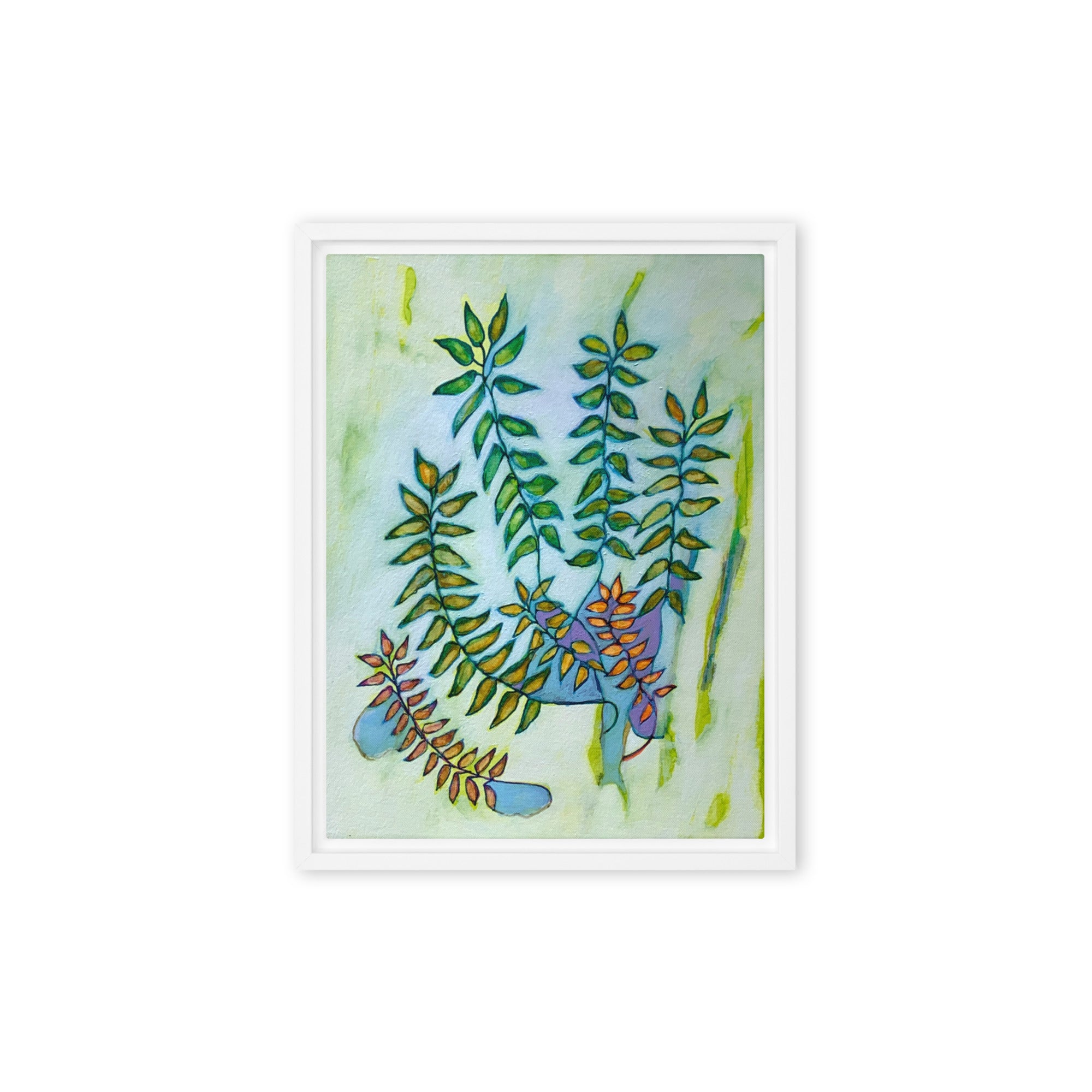 Calm Green Leaves Framed canvas print - Art Love Decor