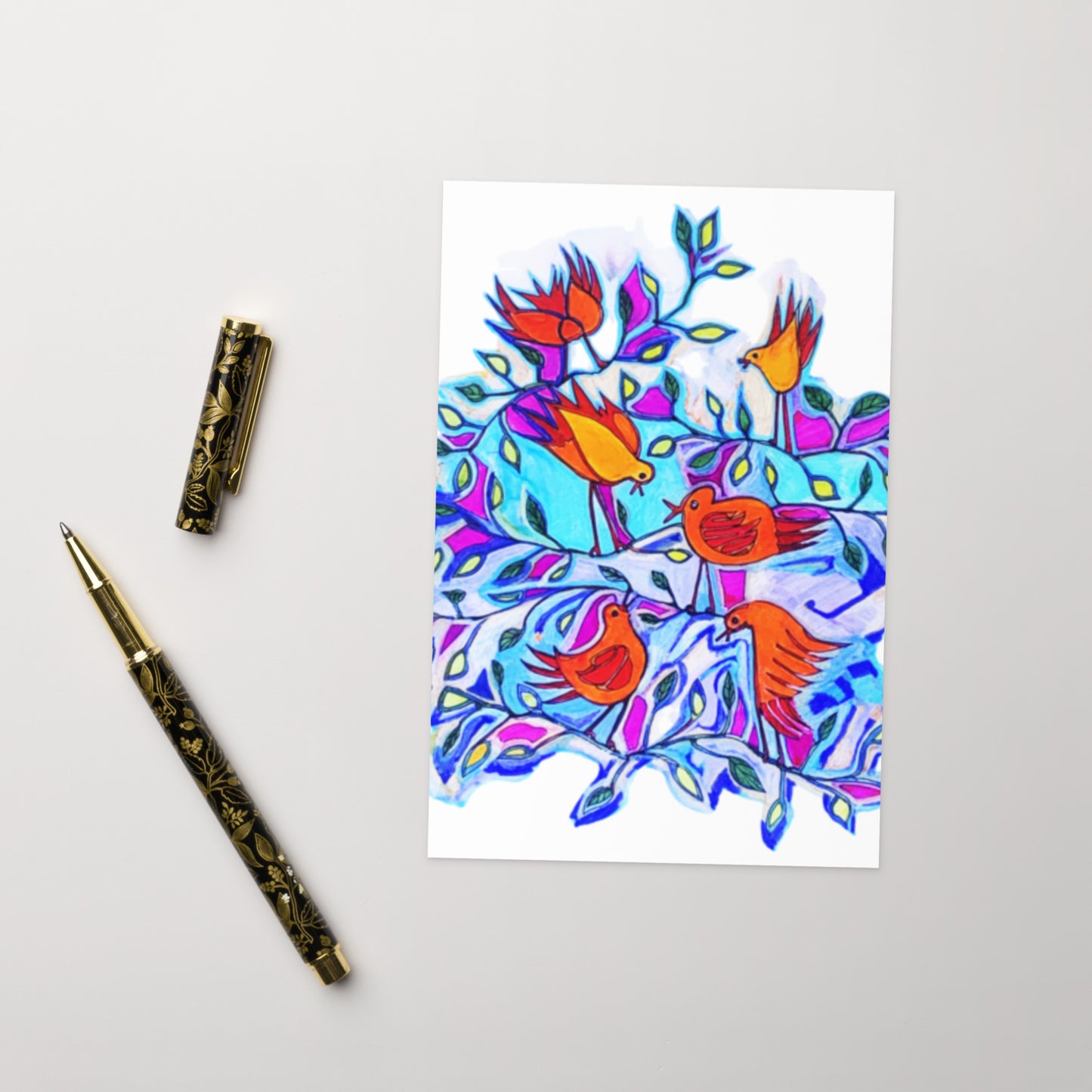 Six Tree Birds Greeting card - Art Love Decor