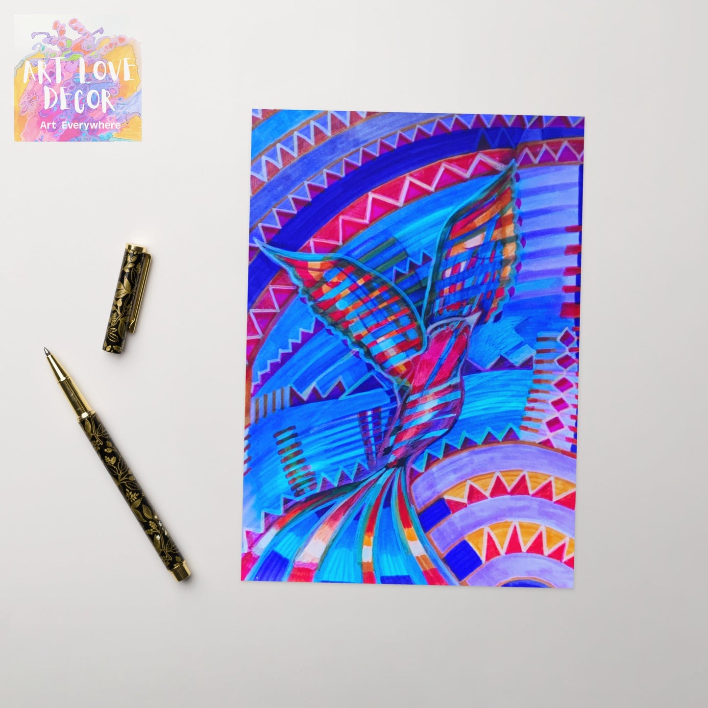 Native Bird Abstract Greeting card - Art Love Decor