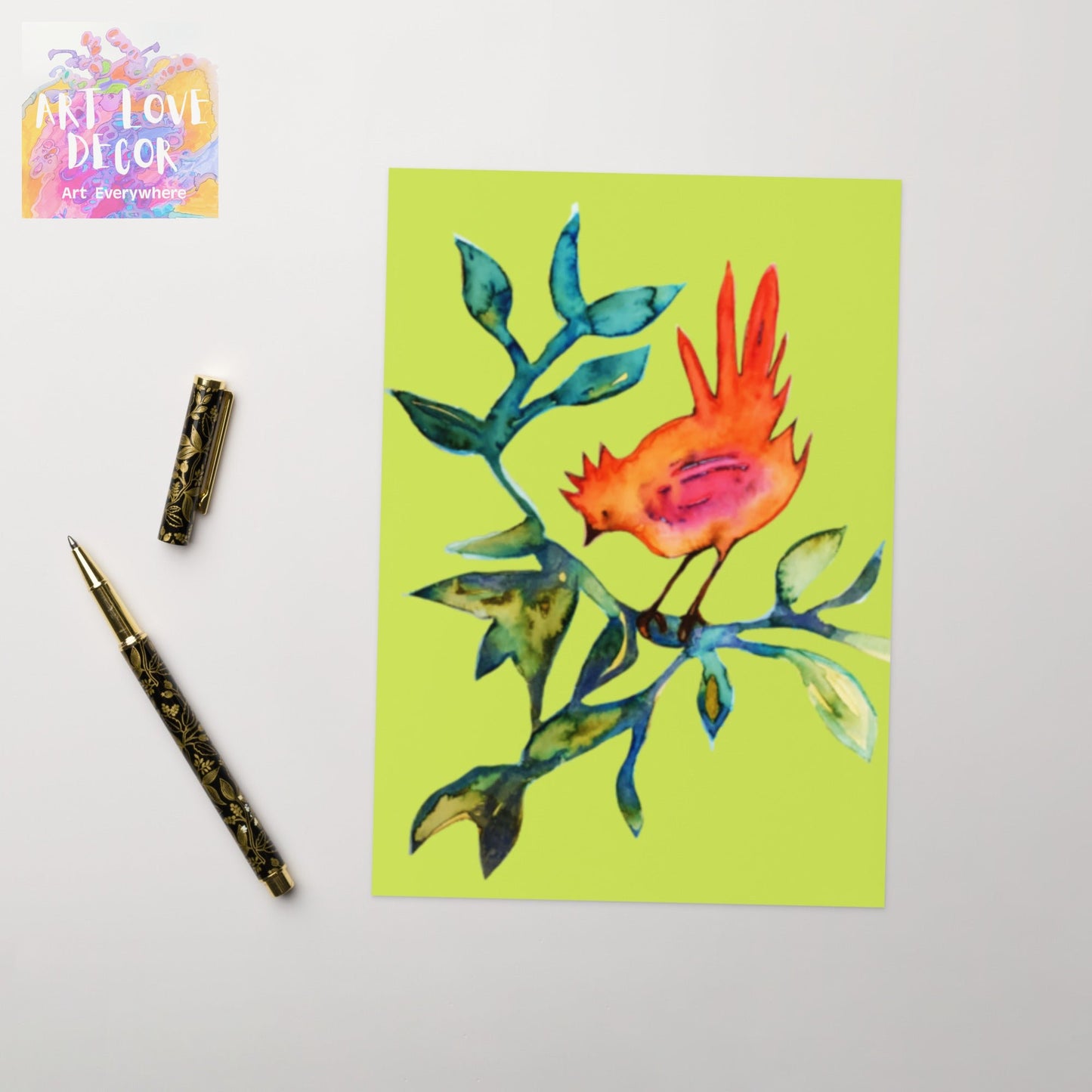 Red Bird Greeting card - Art Love Decor