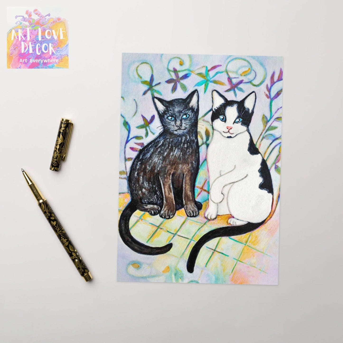 Two Kitty Cats Greeting card - Art Love Decor