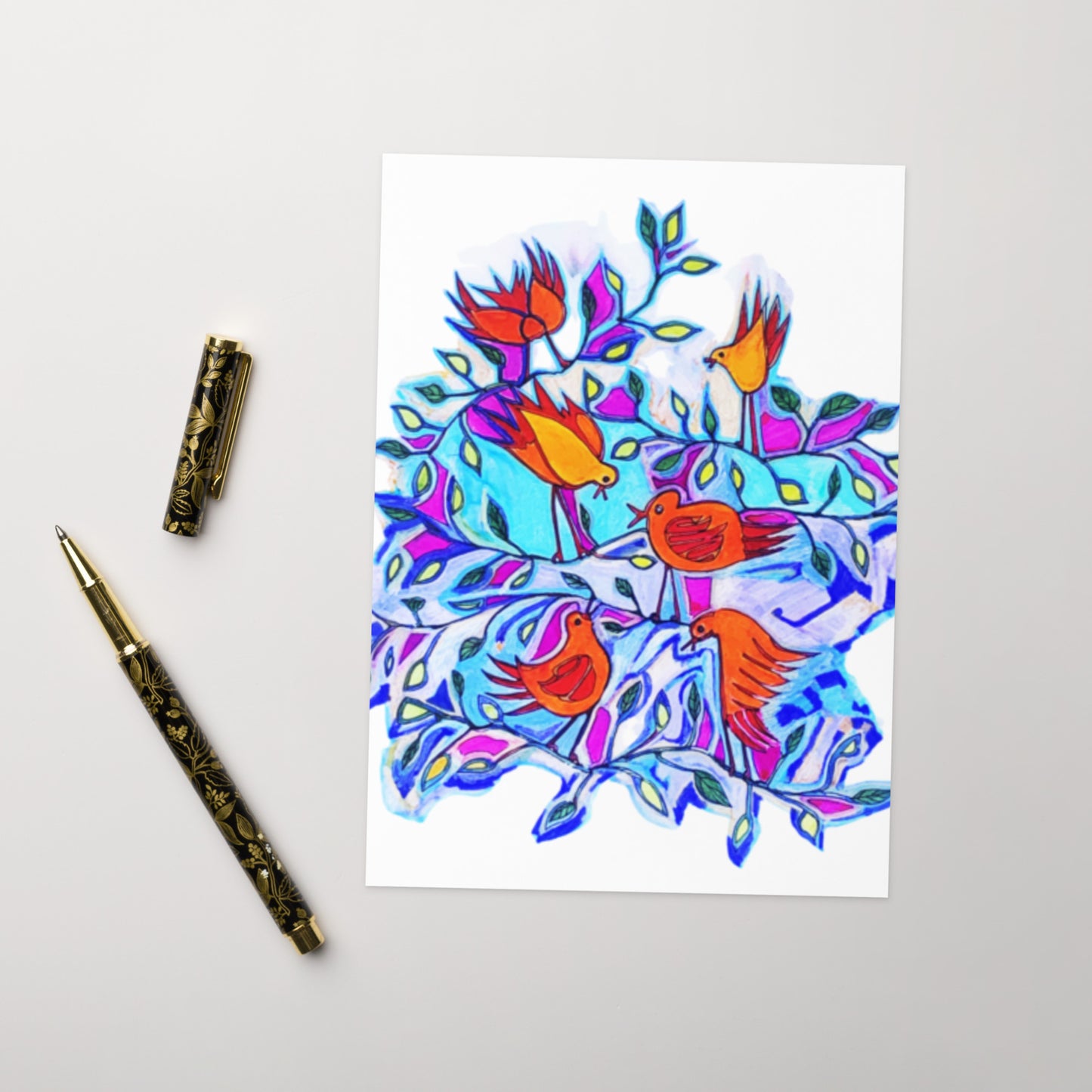 Six Tree Birds Greeting card - Art Love Decor