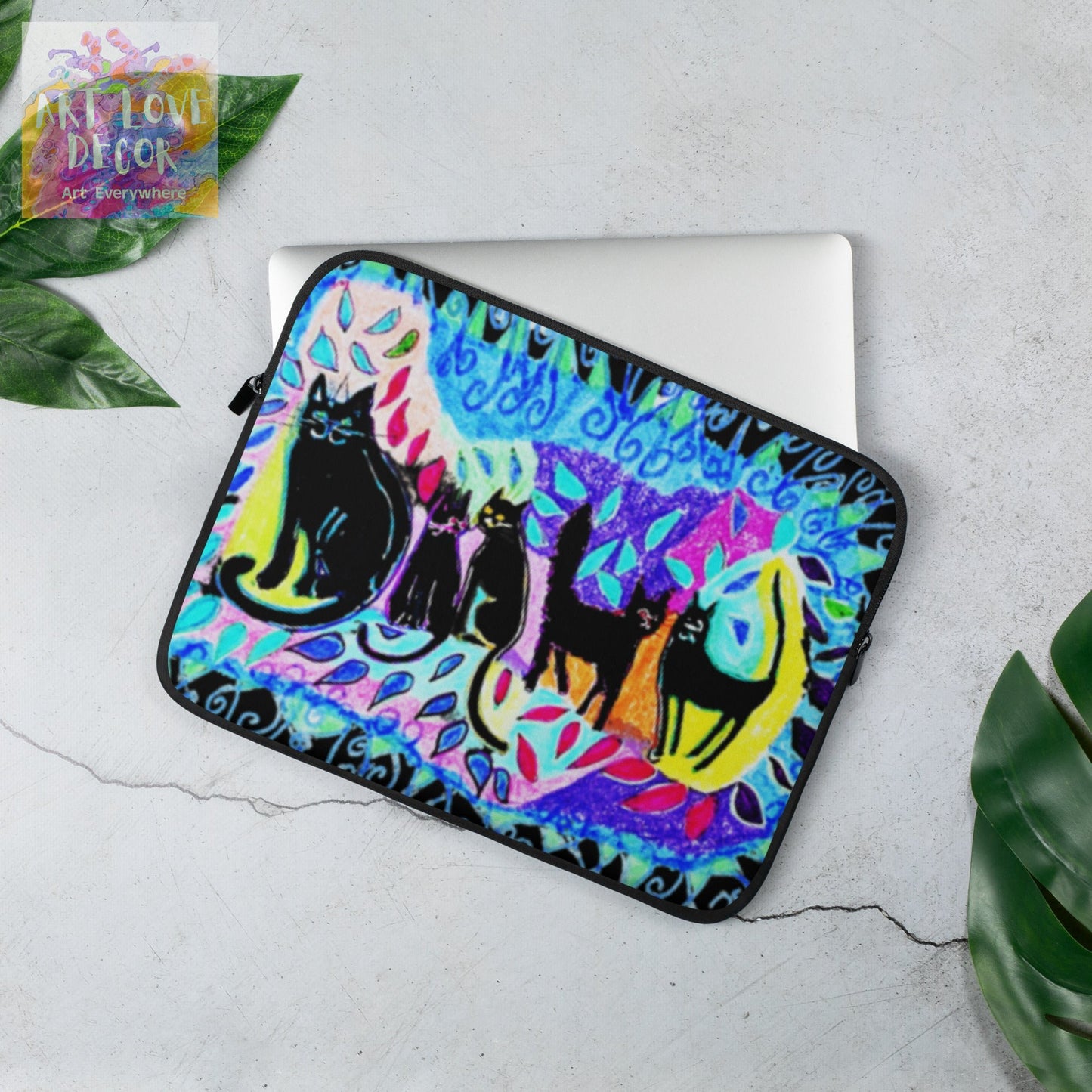 Five Black Cats Laptop Sleeve