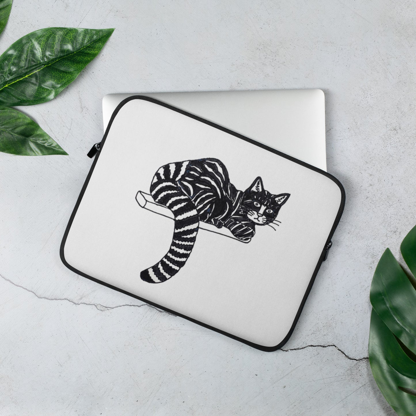 Black Striped Cat Laptop Sleeve