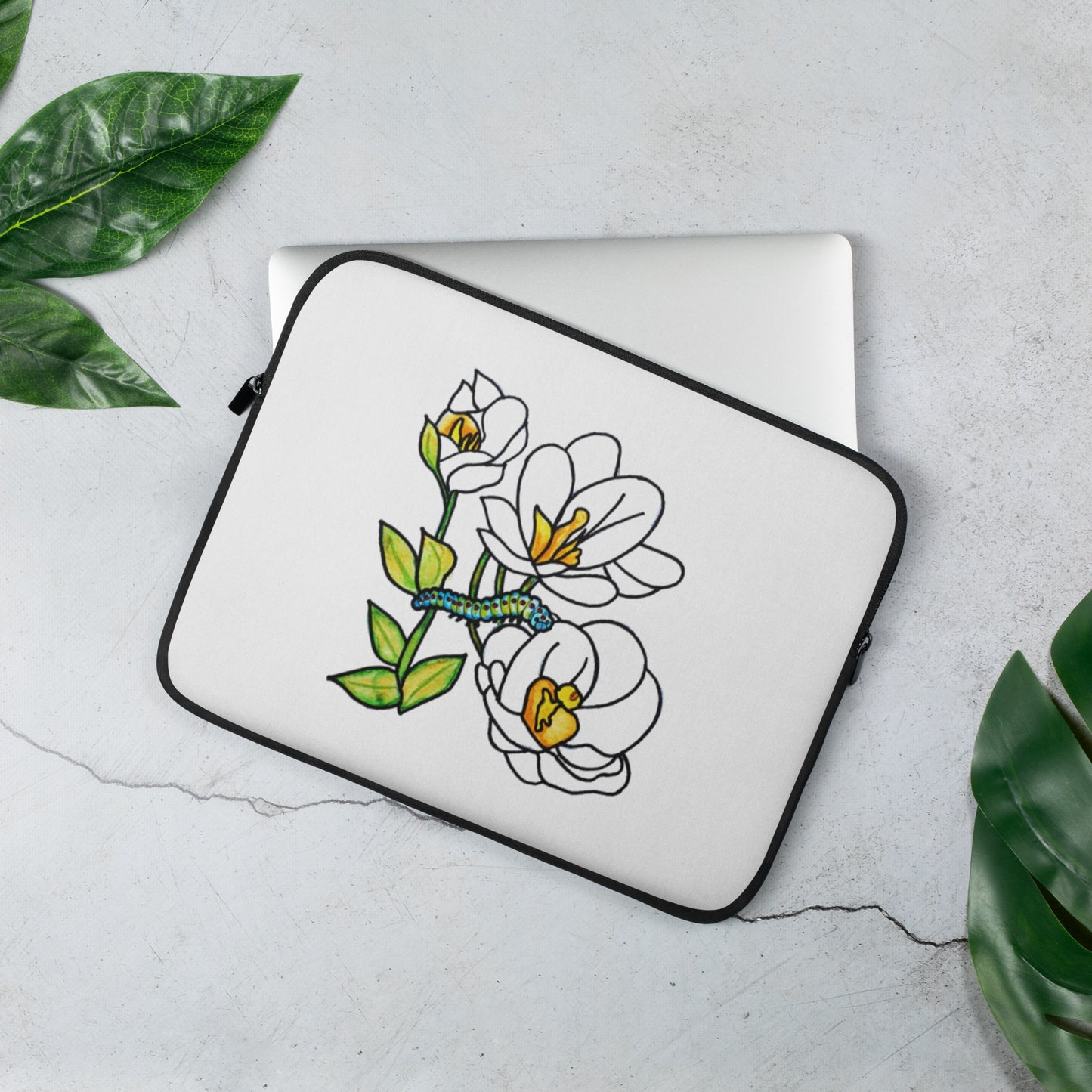 White Flowers Laptop Sleeve