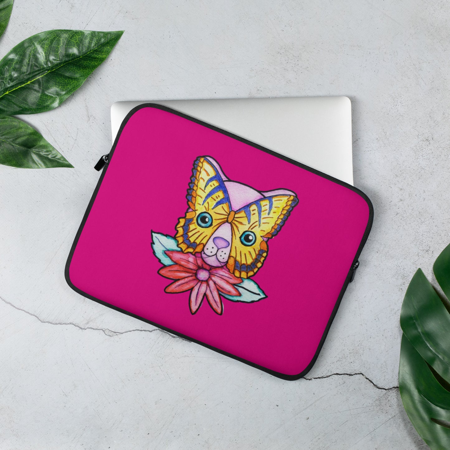 Kitty Cat Flower Laptop Sleeve
