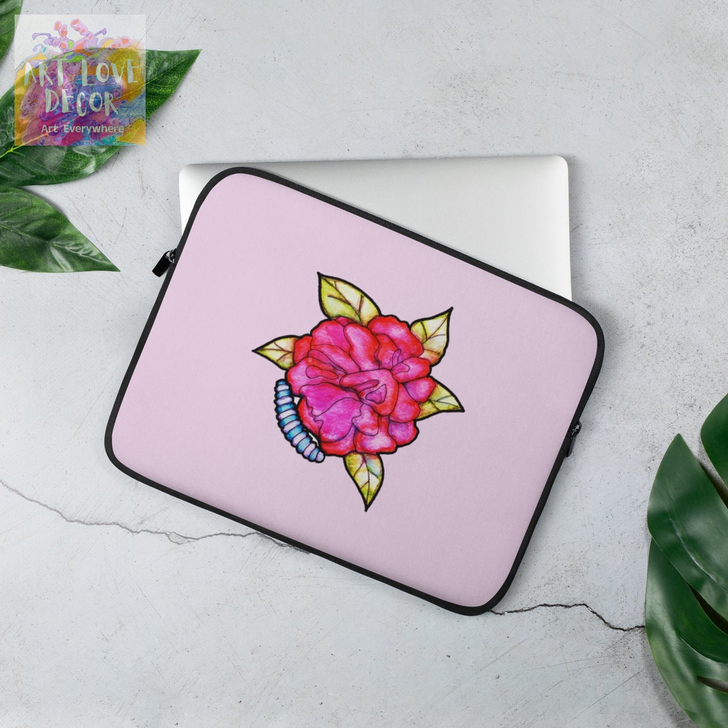 Blue Caterpillar Mum Laptop Sleeve - Art Love Decor