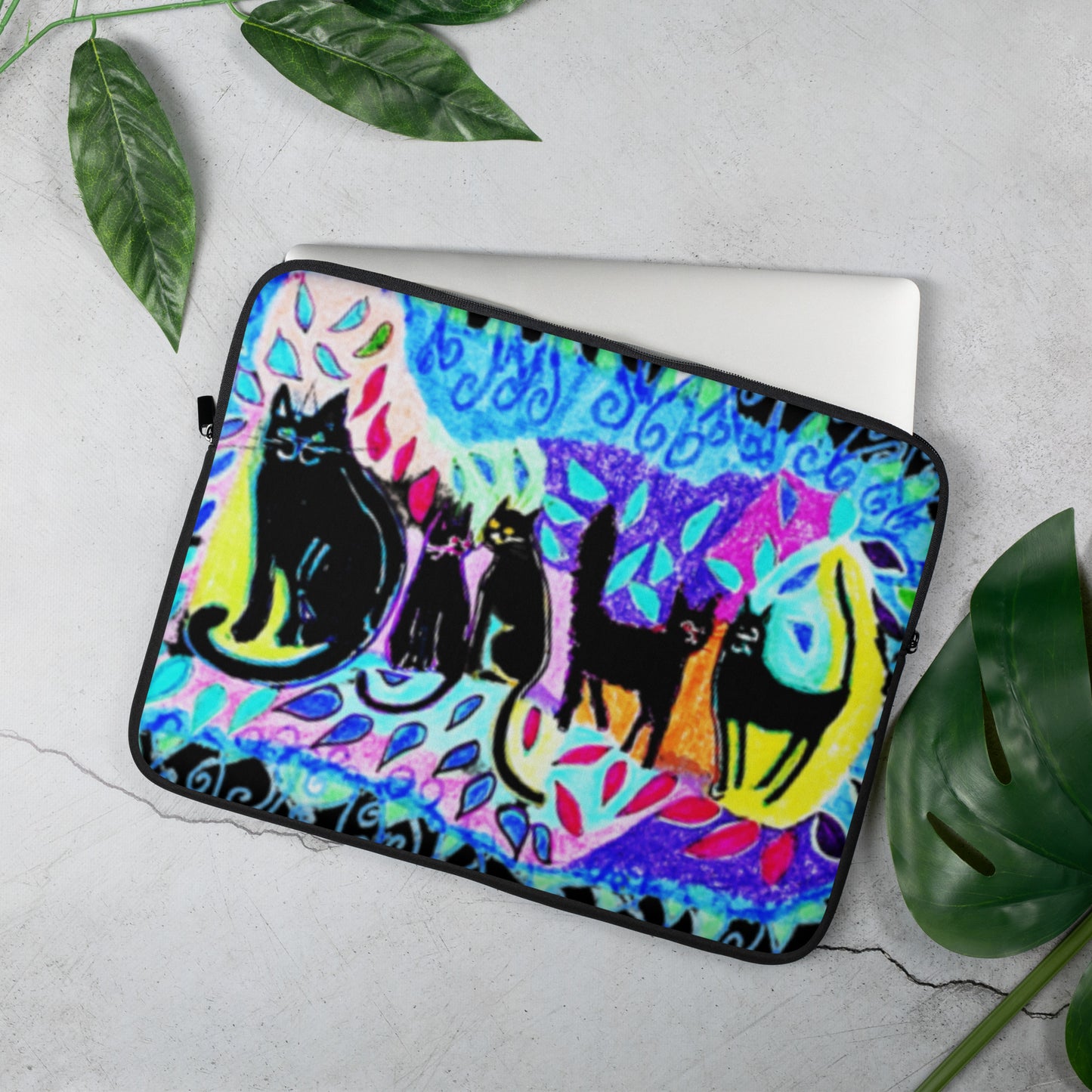 Five Black Cats Laptop Sleeve