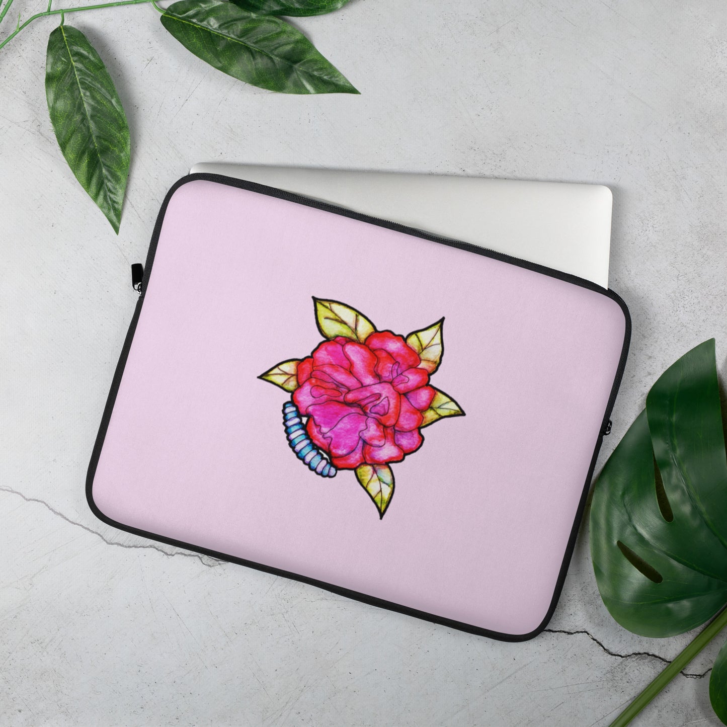 Blue Caterpillar Mum Laptop Sleeve - Art Love Decor