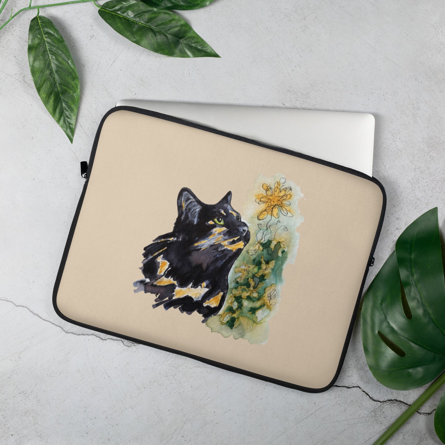 Kitty Cat Flower Laptop Sleeve