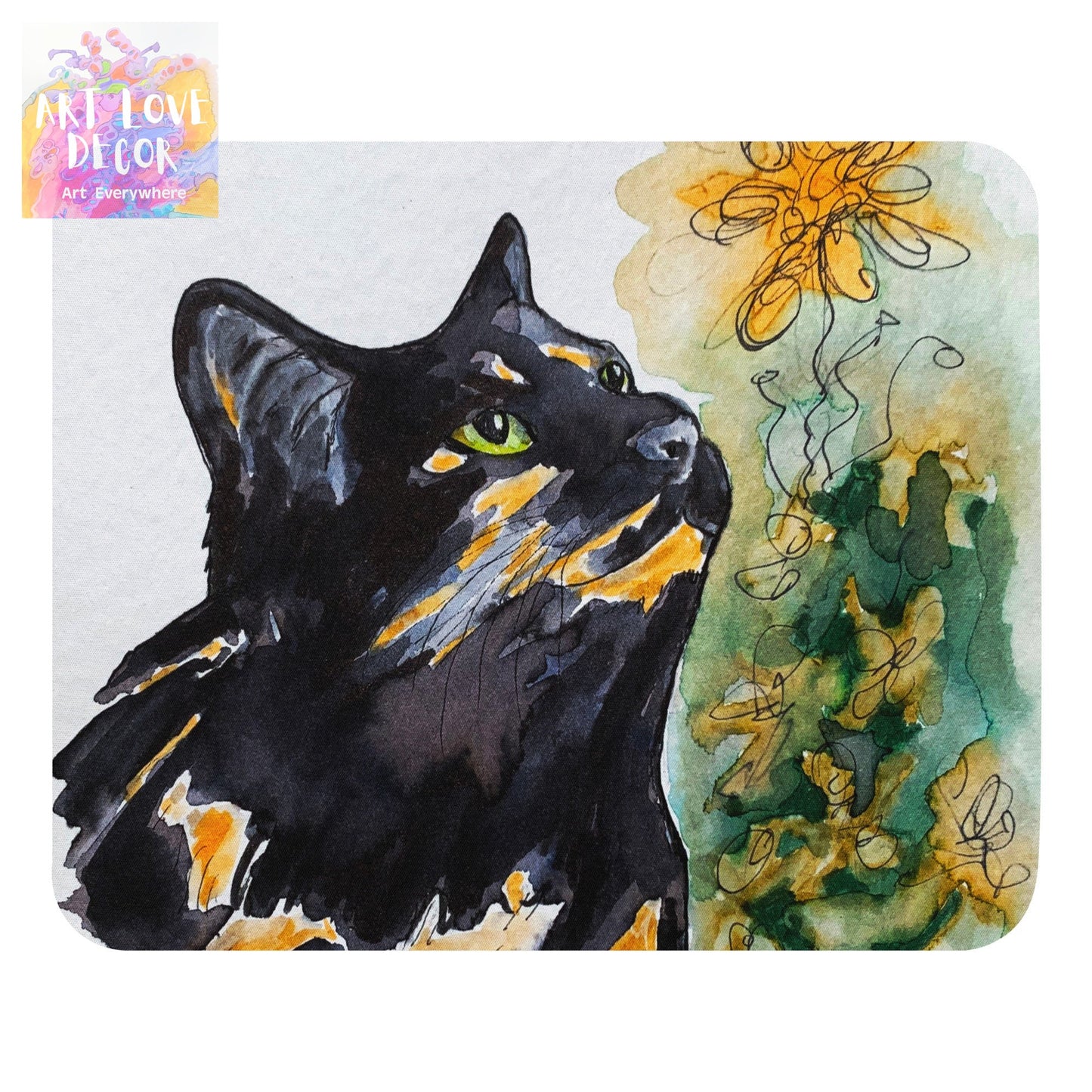 Calico Cat Flower mouse pad