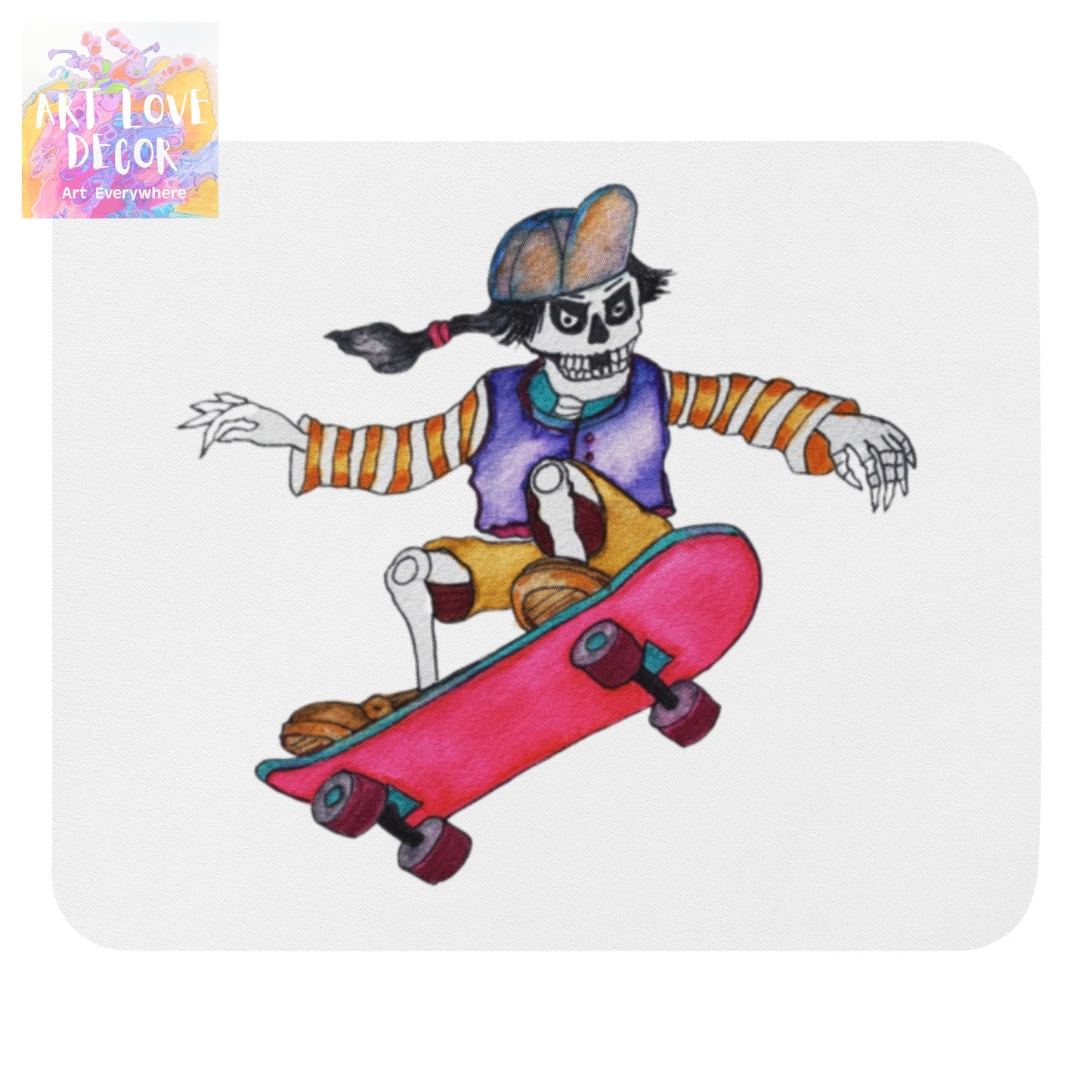 Skaterbones Pink Mouse pad - Art Love Decor