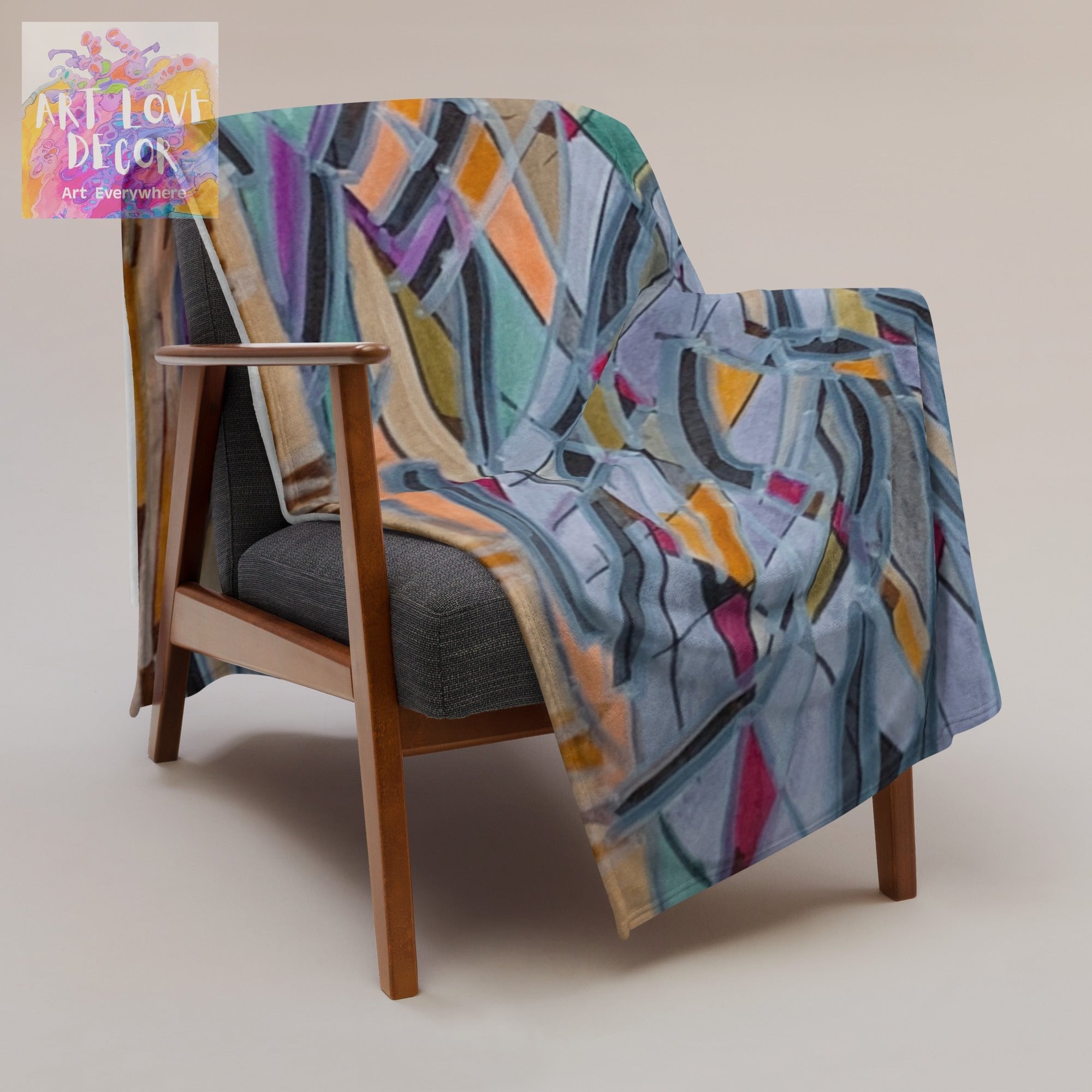 Sydney Opera abstract design soft silk touch throw blanket on chair
