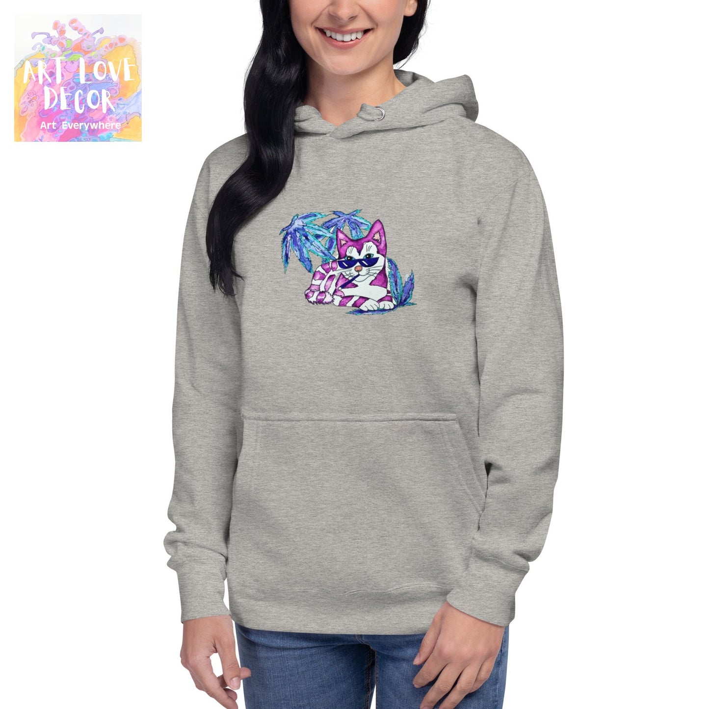 Cool Purple Tabby Cat Women's Sweatshirt - Art Love Decor