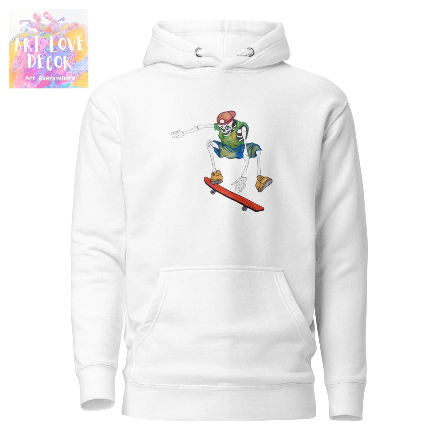 Skaterbones White Hoodie Sweatshirt