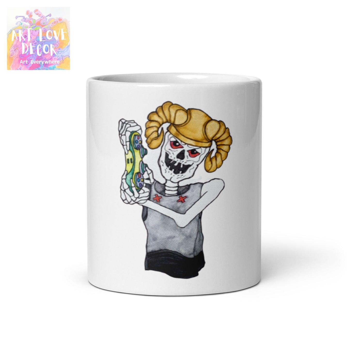 Gamerbones Horns White Glossy Mug